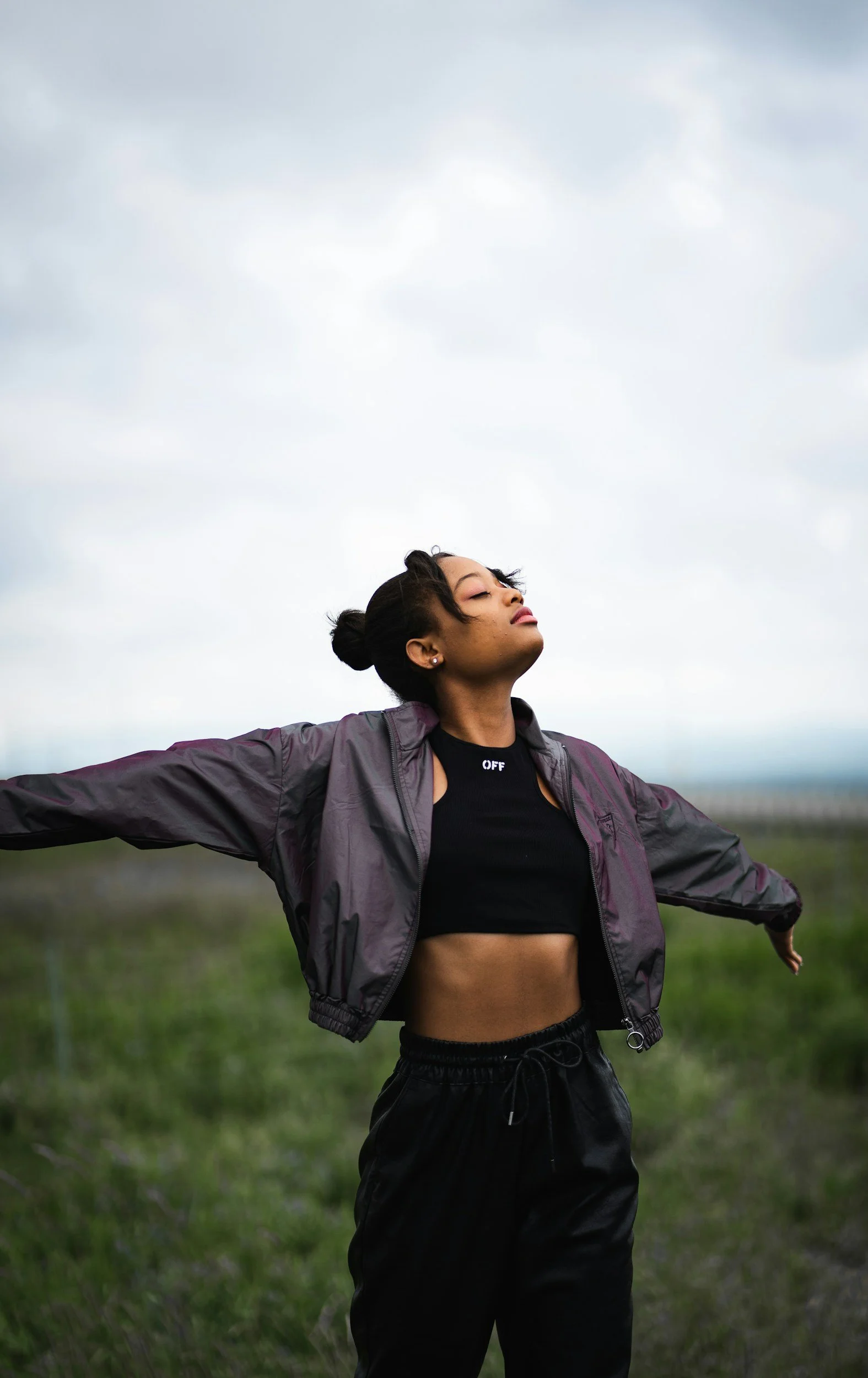 joyful person enjoying nature