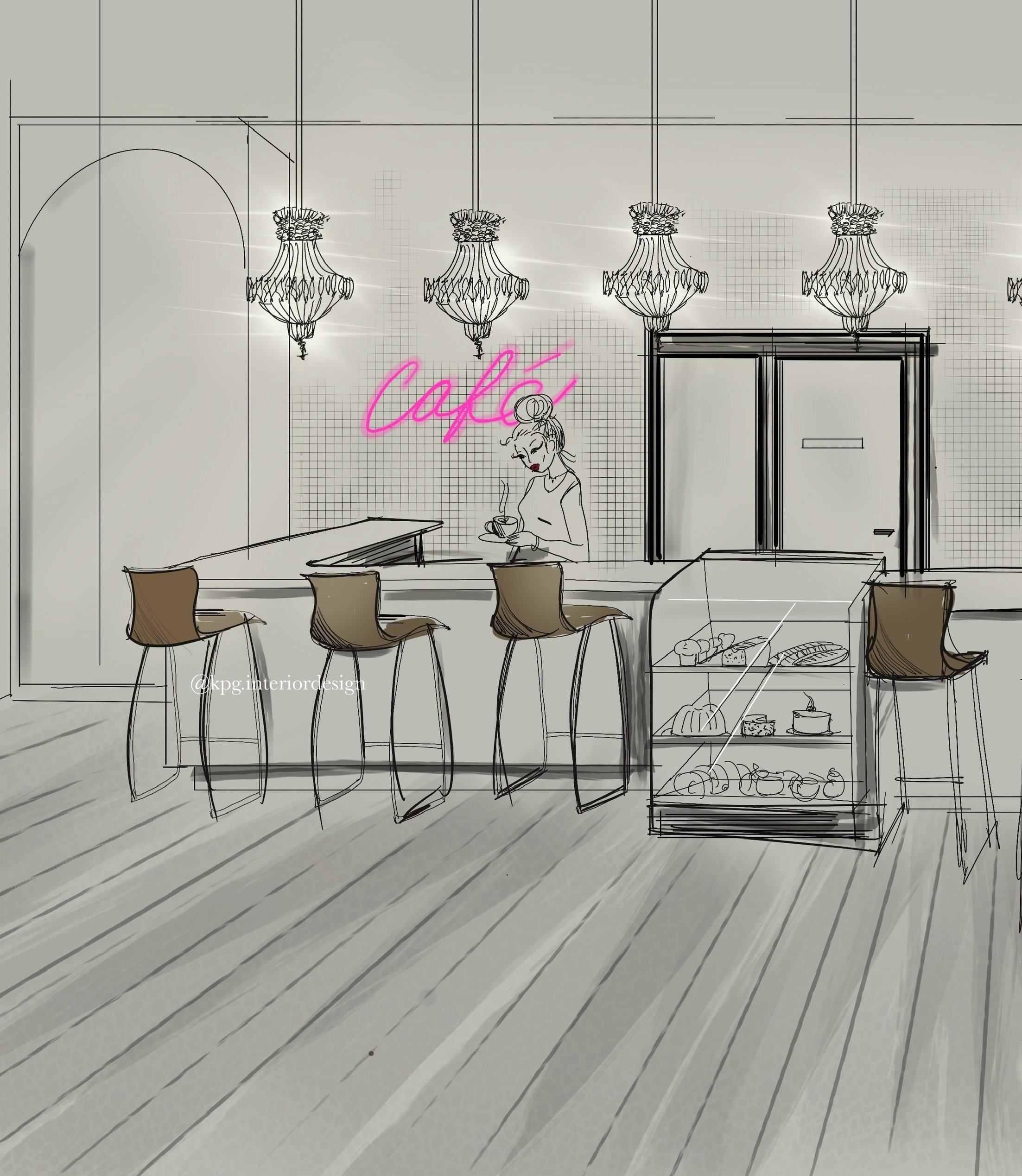 Cafe Interior Design Concept - Katrina P. Griffin Interior Design - NYC - Philadelphia - New Jersey - Coffee Shop Bakery