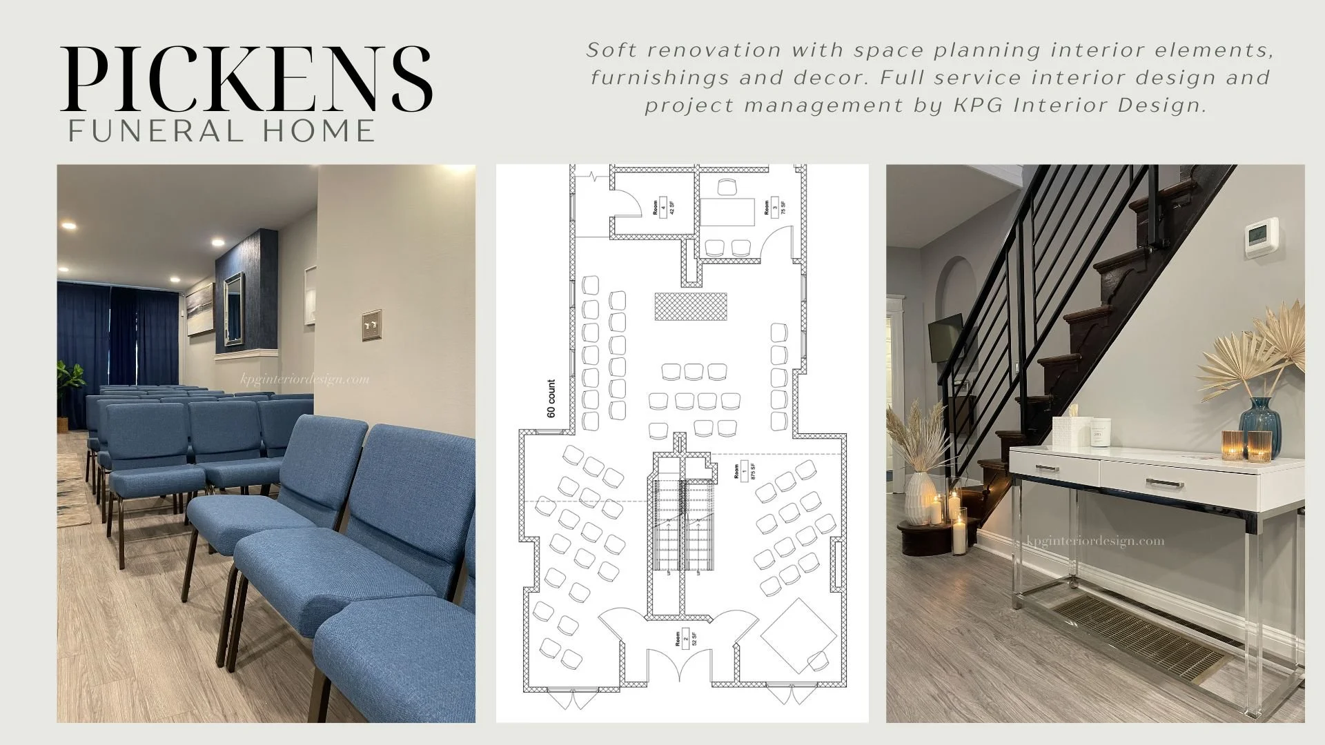 North Philadelphia Funeral Home, Soft Renovation: FF&E Procurement, Purchasing, Installation and Styling - Katrina P. Griffin Interior Design