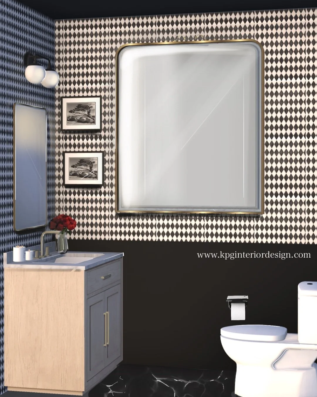Powder room renovation update - KPG Interior Design - Philadelphia, PA 