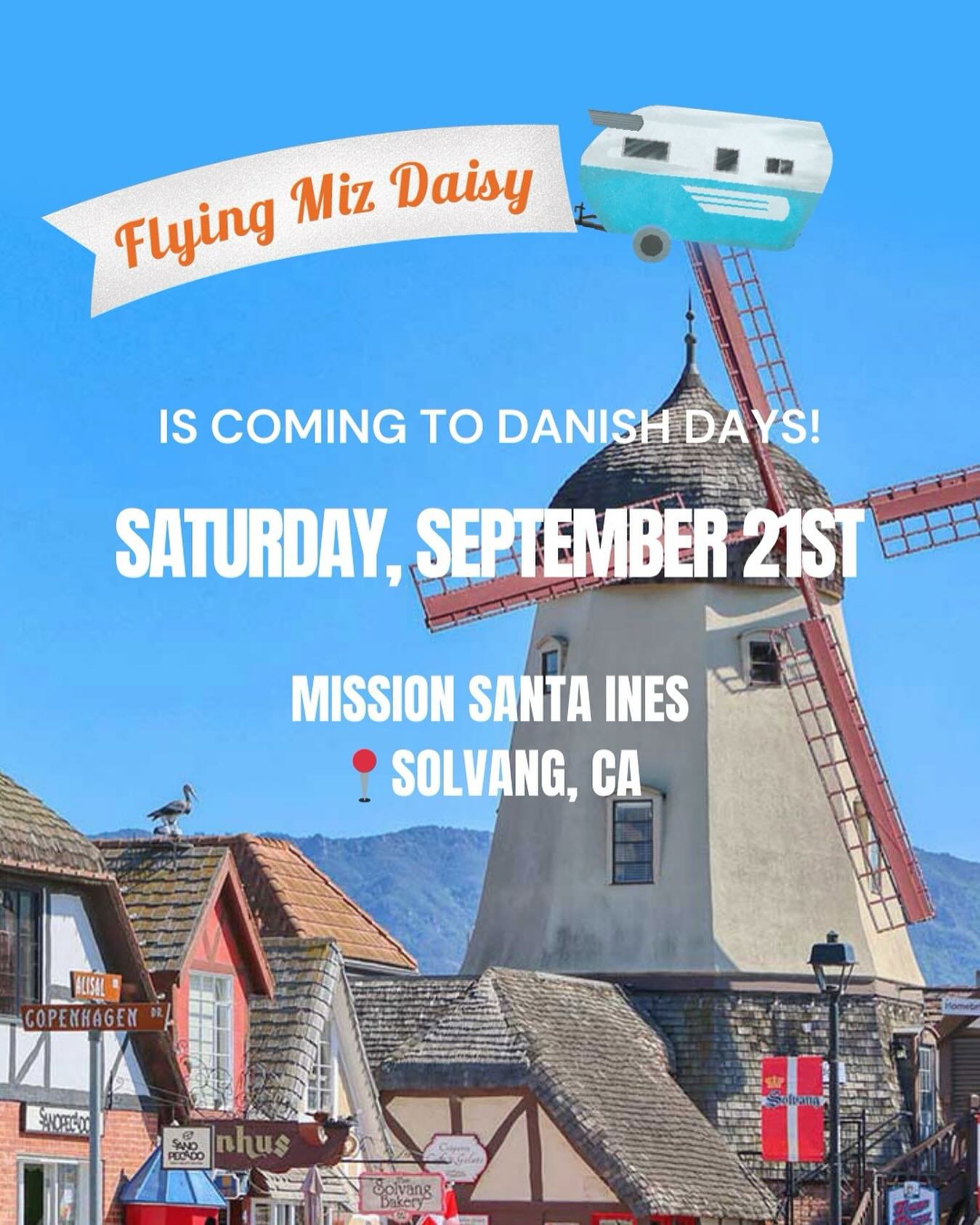 Save the Date! 🗓️ Join us Saturday SEPTEMBER 21st at the historic Old Mission Santa In&eacute;s for a Vintage Market like no other, during the fabulous Danish Days weekend in enchanting Solvang!!🇩🇰✨ 

#flyingmizdaisy #oldmissionsantaines #danishda