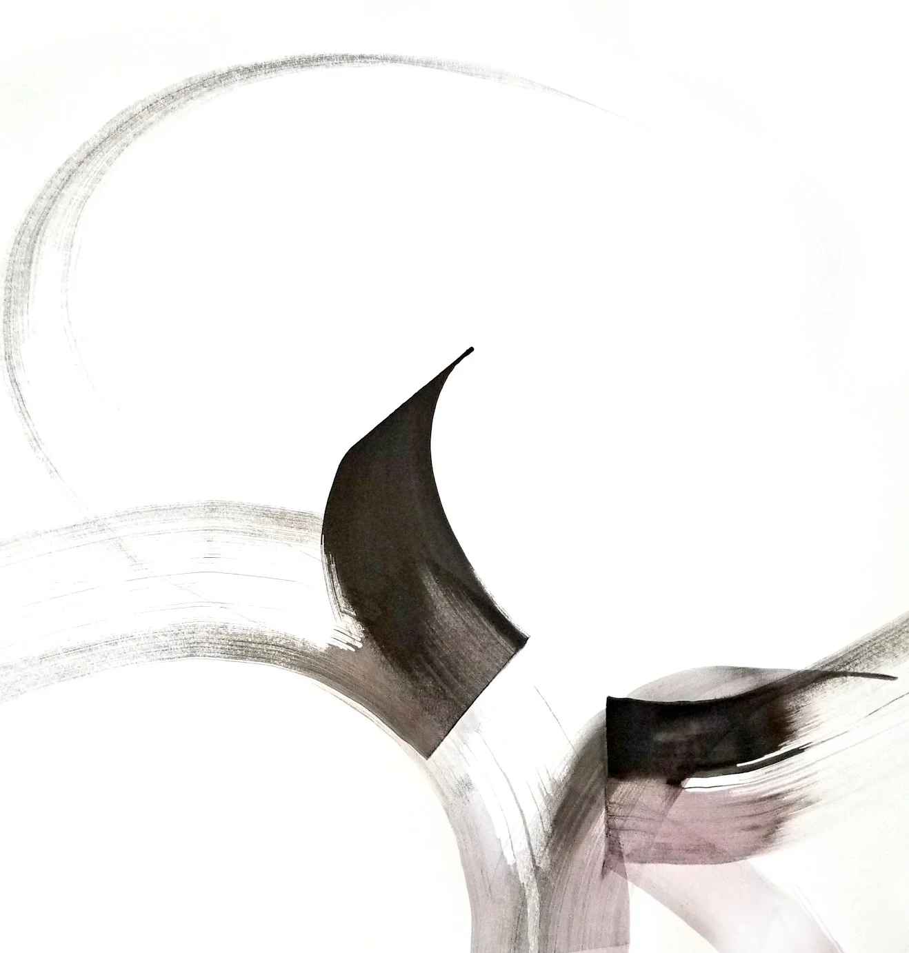 SOLD/ The Art Of Listening series, "Ra & Mim"-- 14" x 16", Sumi ink & watercolor on Stonehenge paper. 