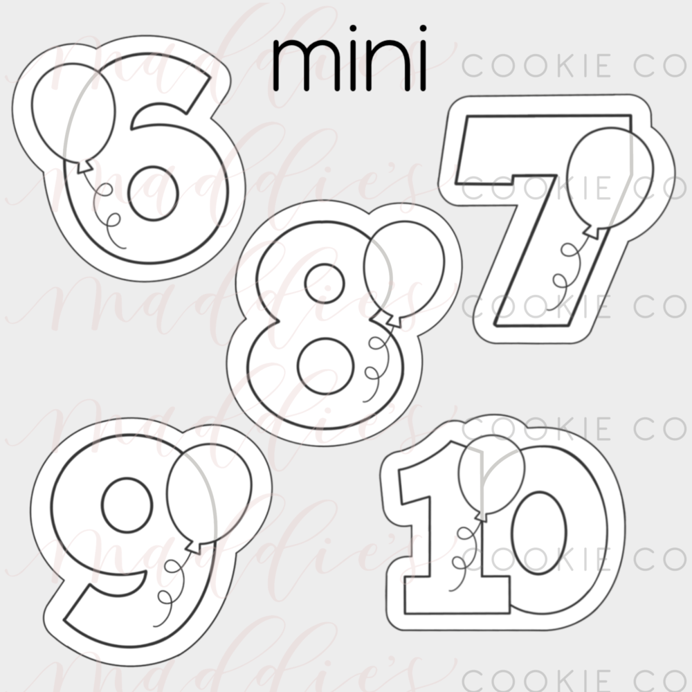 FULL SET Balloon Number Cutters — Maddie's Cookie Co.