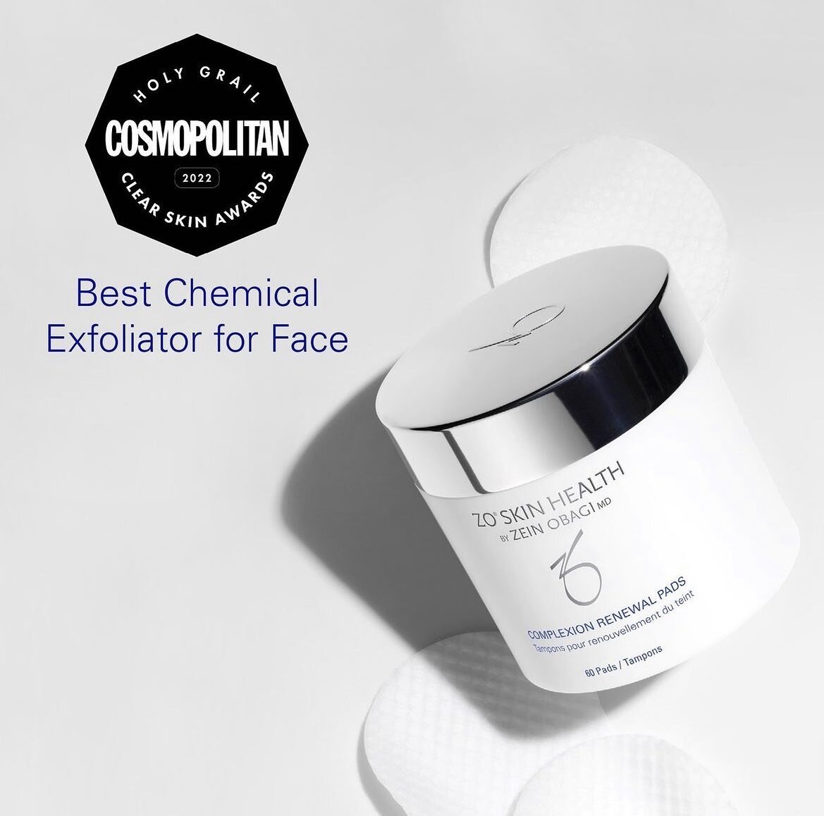 ZO Complexion Renewal Pads✨

A ZOfavorite earned its spot as Best Chemical Exfoliator for Face in @cosmopolitan 's 2022 Holy Grail Clear Skin Awards. Experience clearer skin with Complexion Renewal Pads-swipe a pre-soaked pad over the face, AM + PM, 