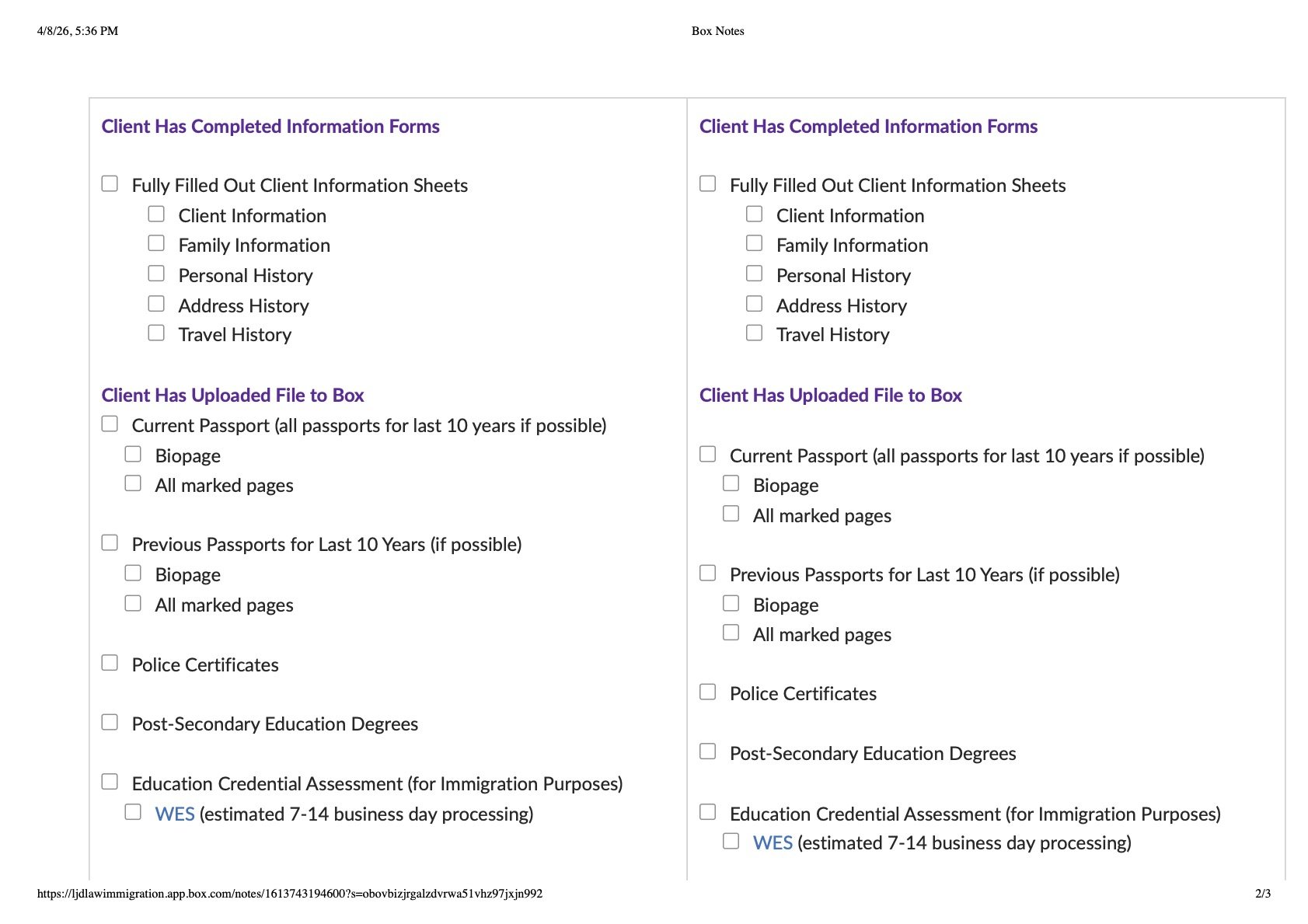 Express Entry Checklist