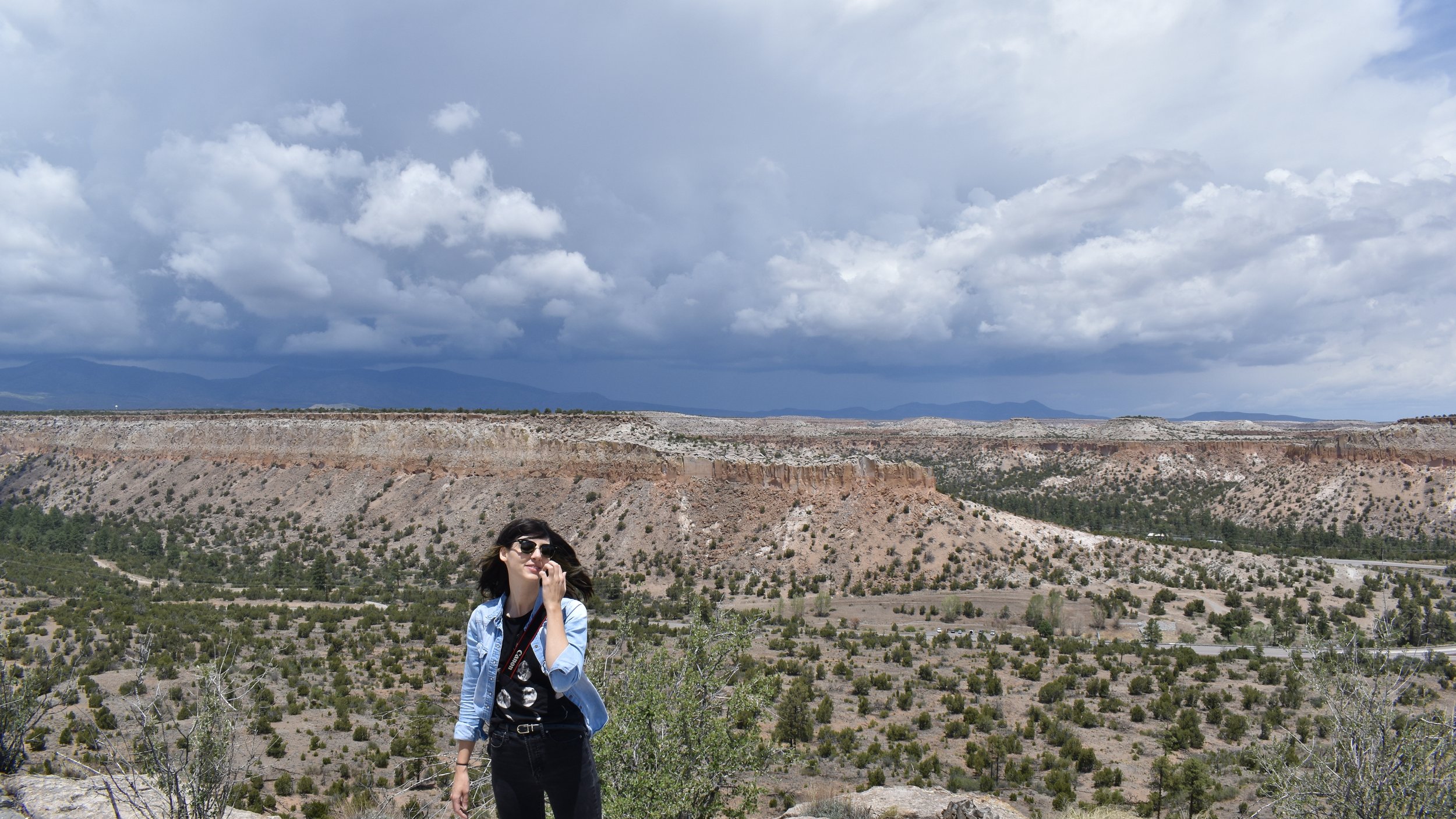 My Wife, the Jemez Mountains, Rio Grande Valley, and a Storm