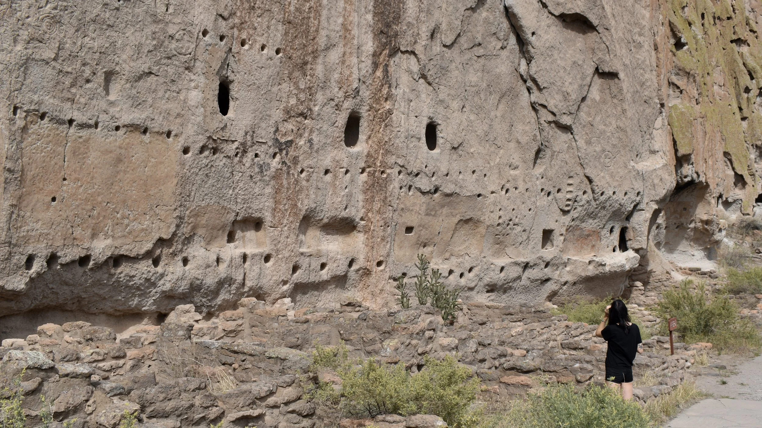 Wife and Ruins at Bandelier National Monument