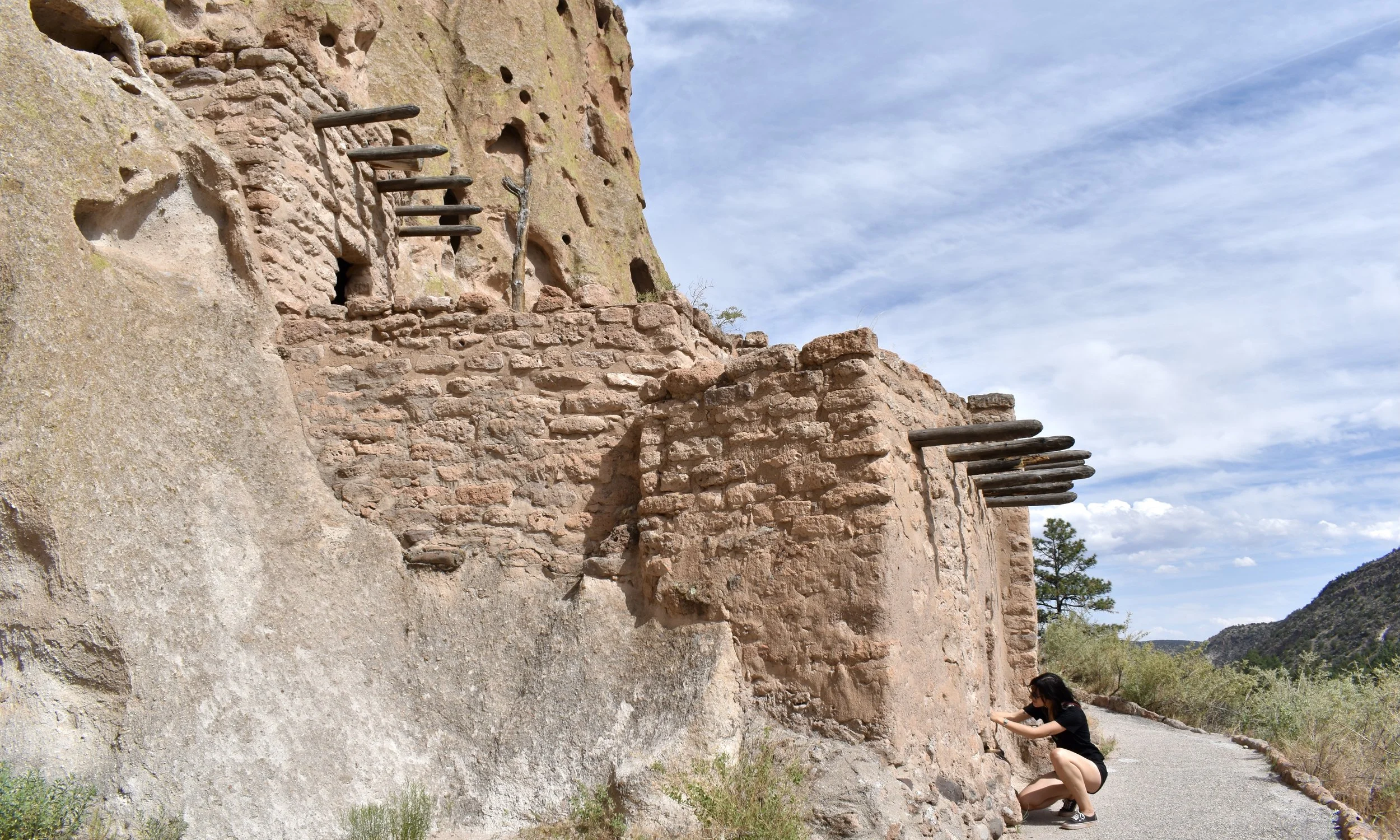 Wife &amp; Ruins at Bandelier National Monument