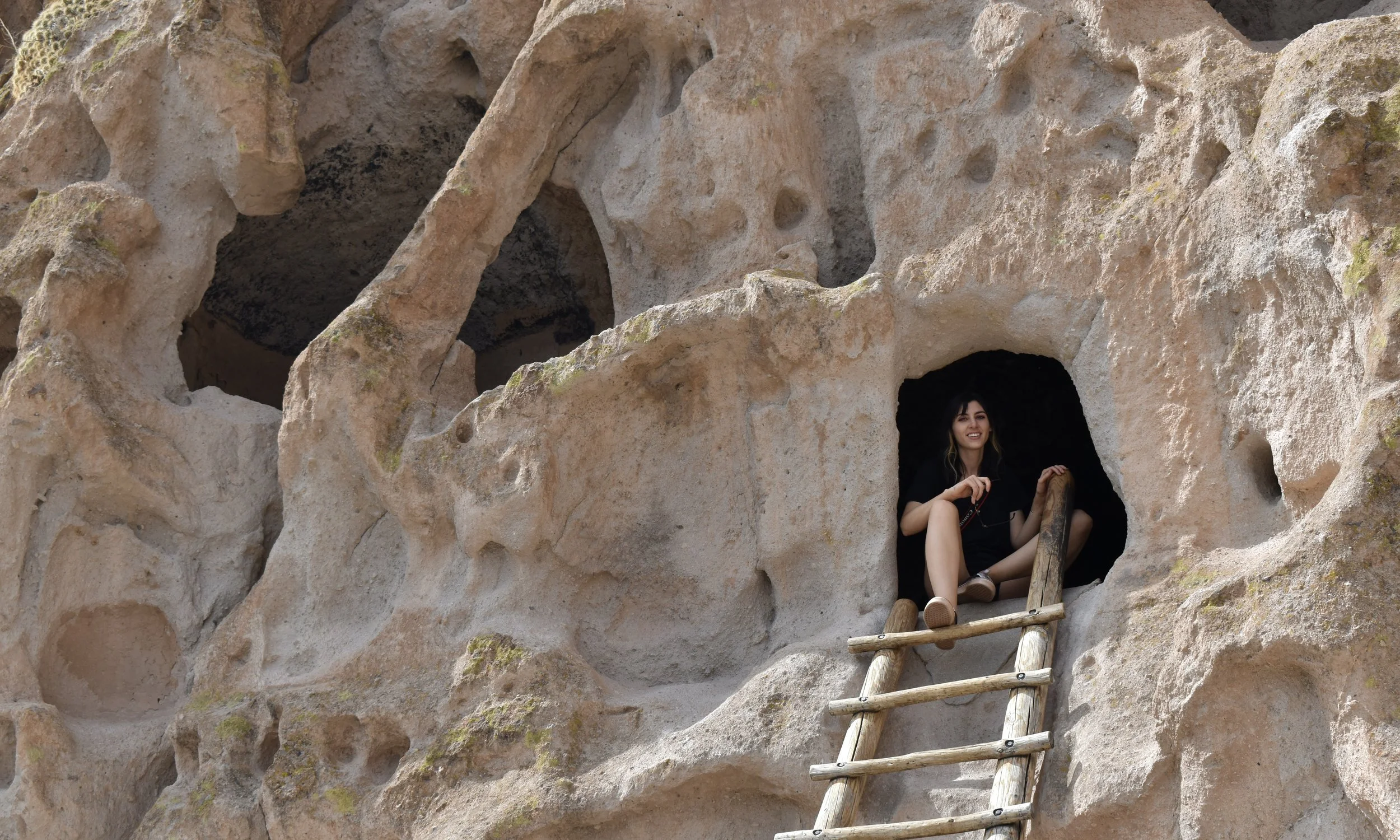 Wife &amp; Ruins at Bandelier National Monument