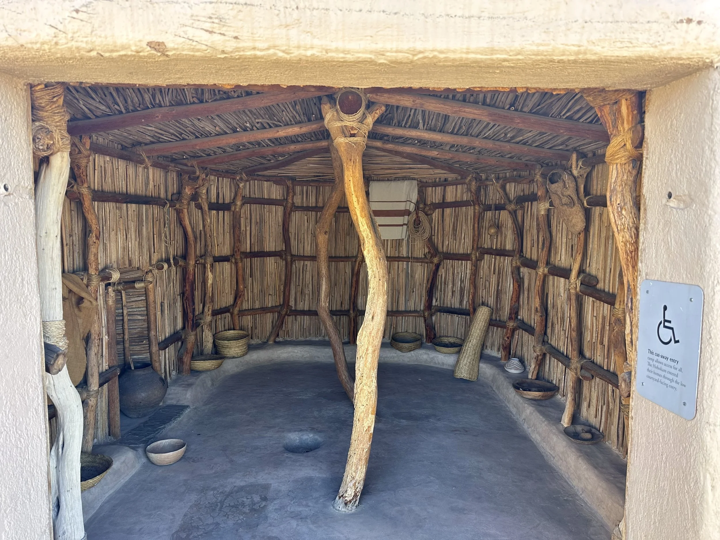 The S’edav Va’aki Hohokam Platform ruins is a National Historical Landmark and Museum near the Phoenix airport. The Platform Mound is one of the largest of the 95 found in Arizona. There’s a small amount of artifacts (mostly recreations) in the museu