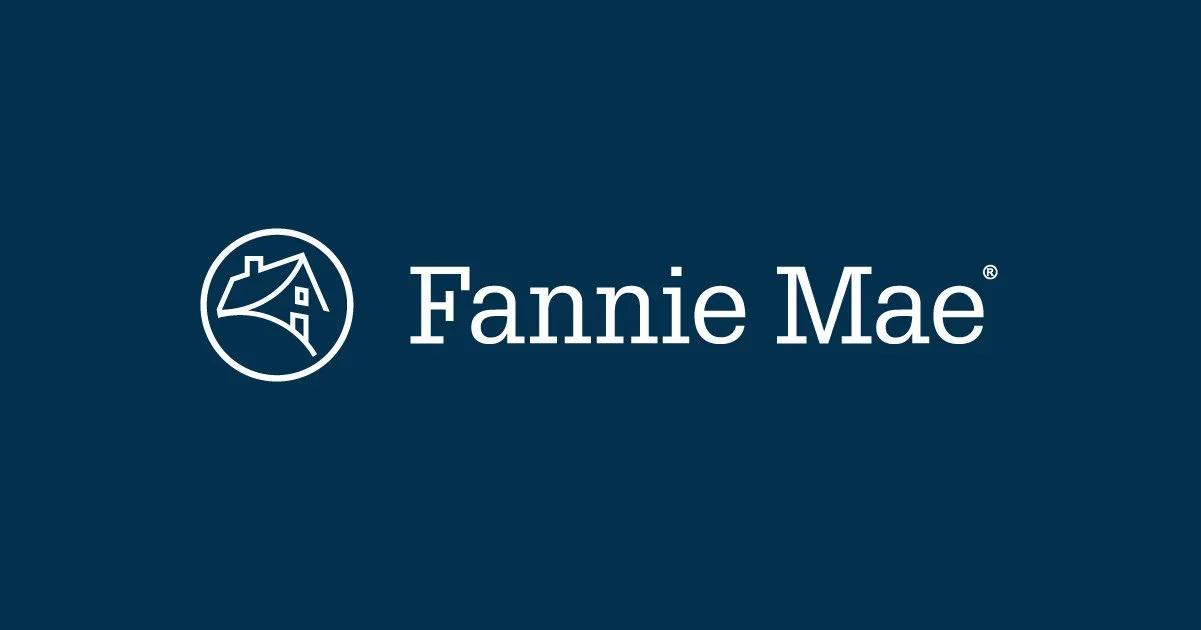Fannie Mae logo with a house icon on a dark blue background.