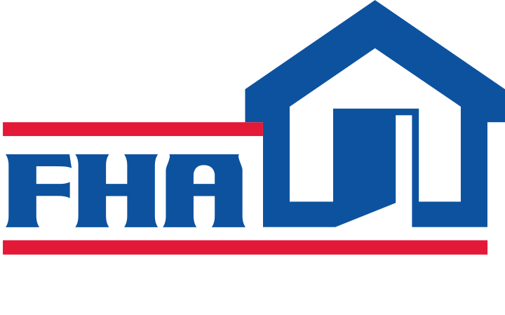 FHA logo with stylized house icon and red and blue colors.