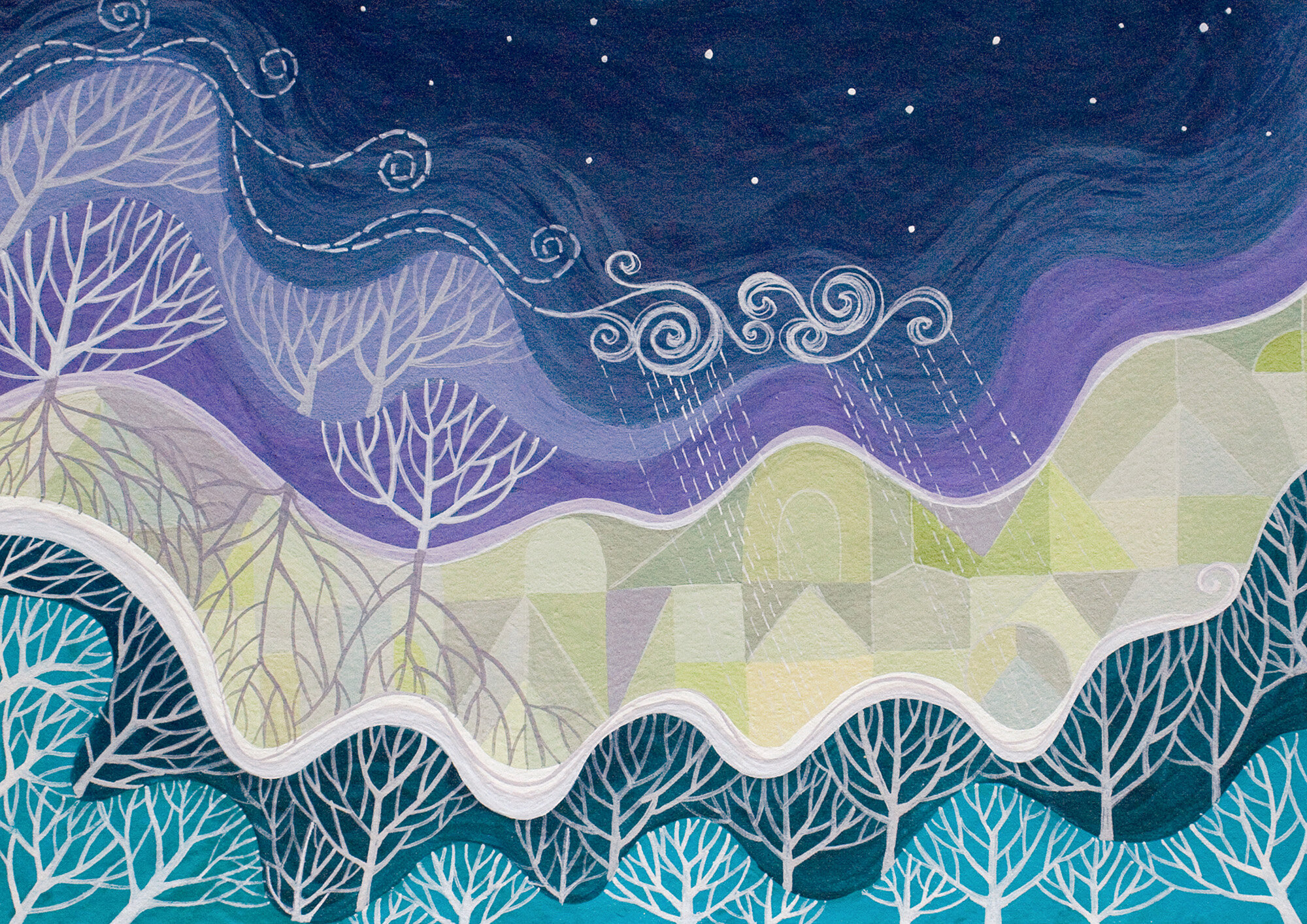 Festival II, gouache on paper