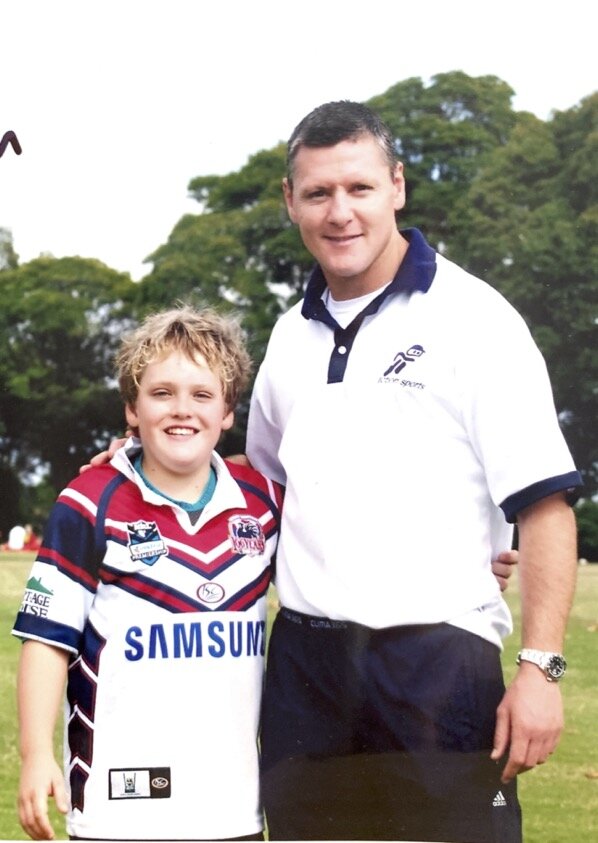 Lach and Matt Burke at a Rugby clinic
