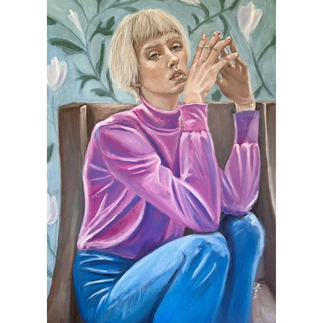 Woman in Pink and Blue