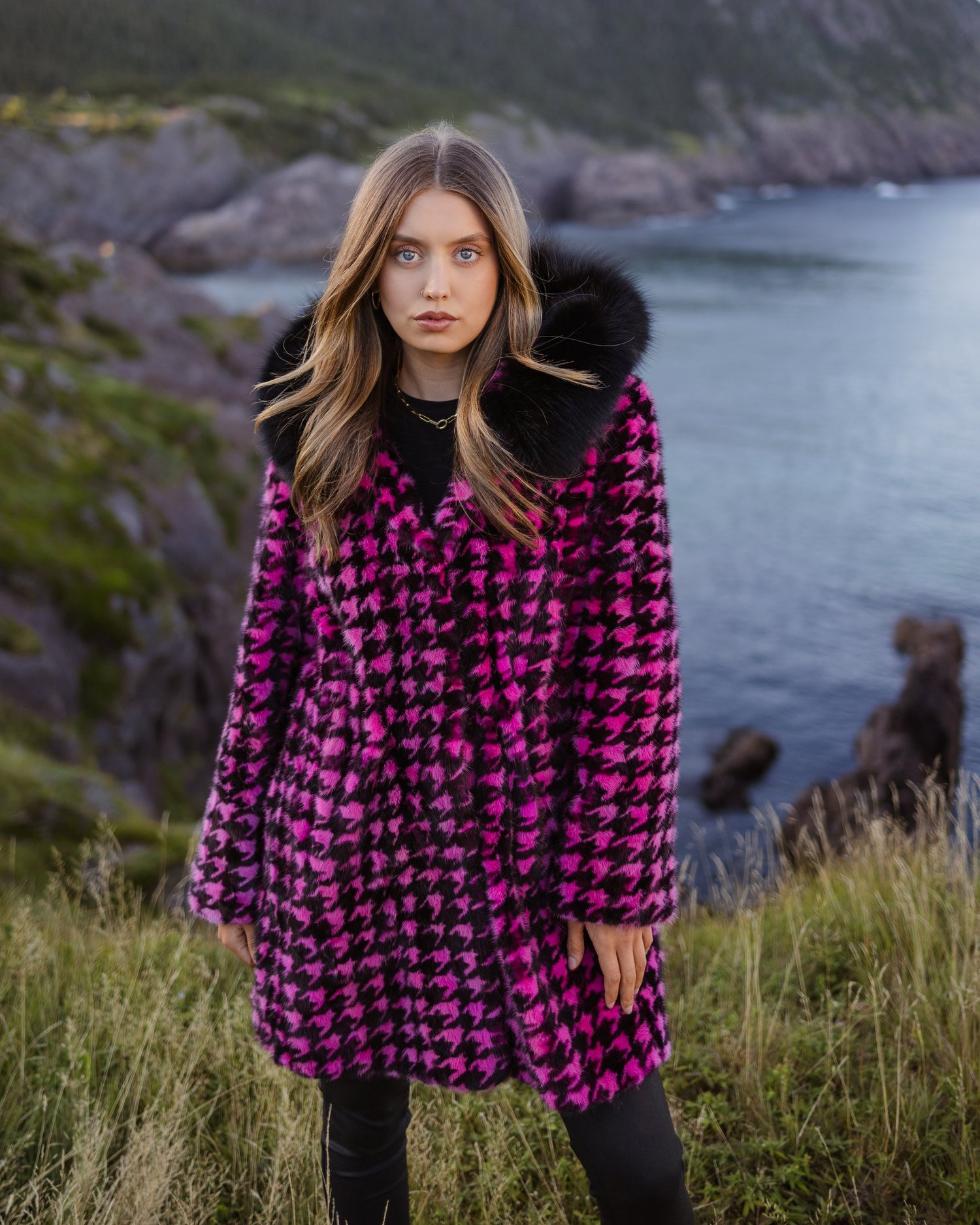 Mink Houndstooth Coat — Always in Vogue