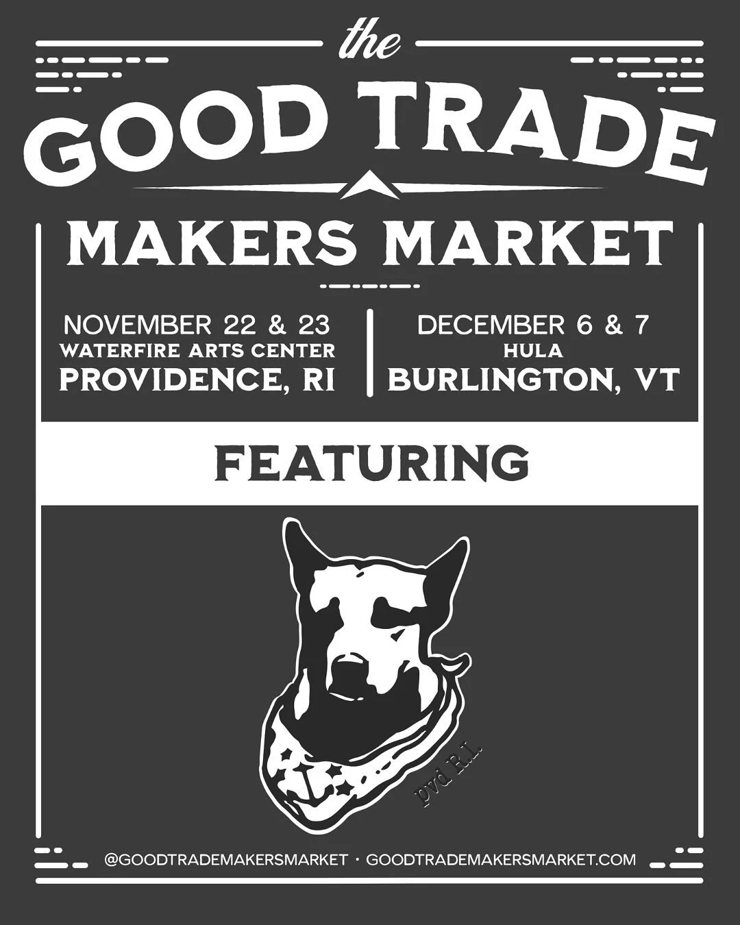 we have a tradition of cheers-ing our @goodtrademakersmarket acceptances! (slide 5)…and with that, we’re so proud to announce we’ll be attending BOTH market locations this year. catch us in PVD on November 22 + 23 AND Burlington on