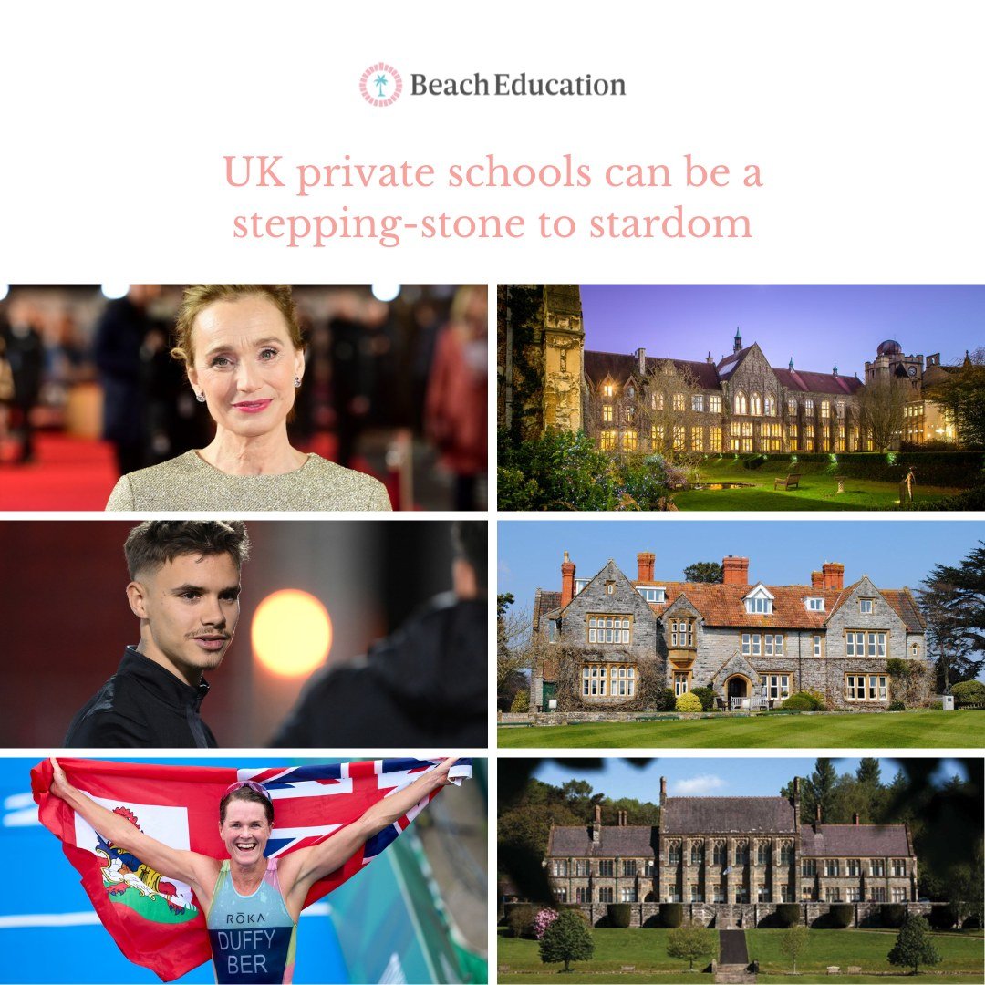 🌟 Did you know that many celebrities and sports icons started their journeys at UK private schools? 🏆🌟

Bermudian triathlete Flora Duffy trained at @mount.kelly, Romeo Beckham honed his skills at @millfieldschool, and Kristin Scott Thomas studied 