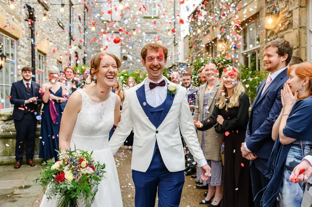Ella &amp; Jude - Just Married at @holmesmill_ yesterday. A brilliantly chilled day with lots of surprises, including a rap style speech by Ella, mega first dance (everyone on the floor line dancing to Whigfield!) plus a dance track sax collab by Ell
