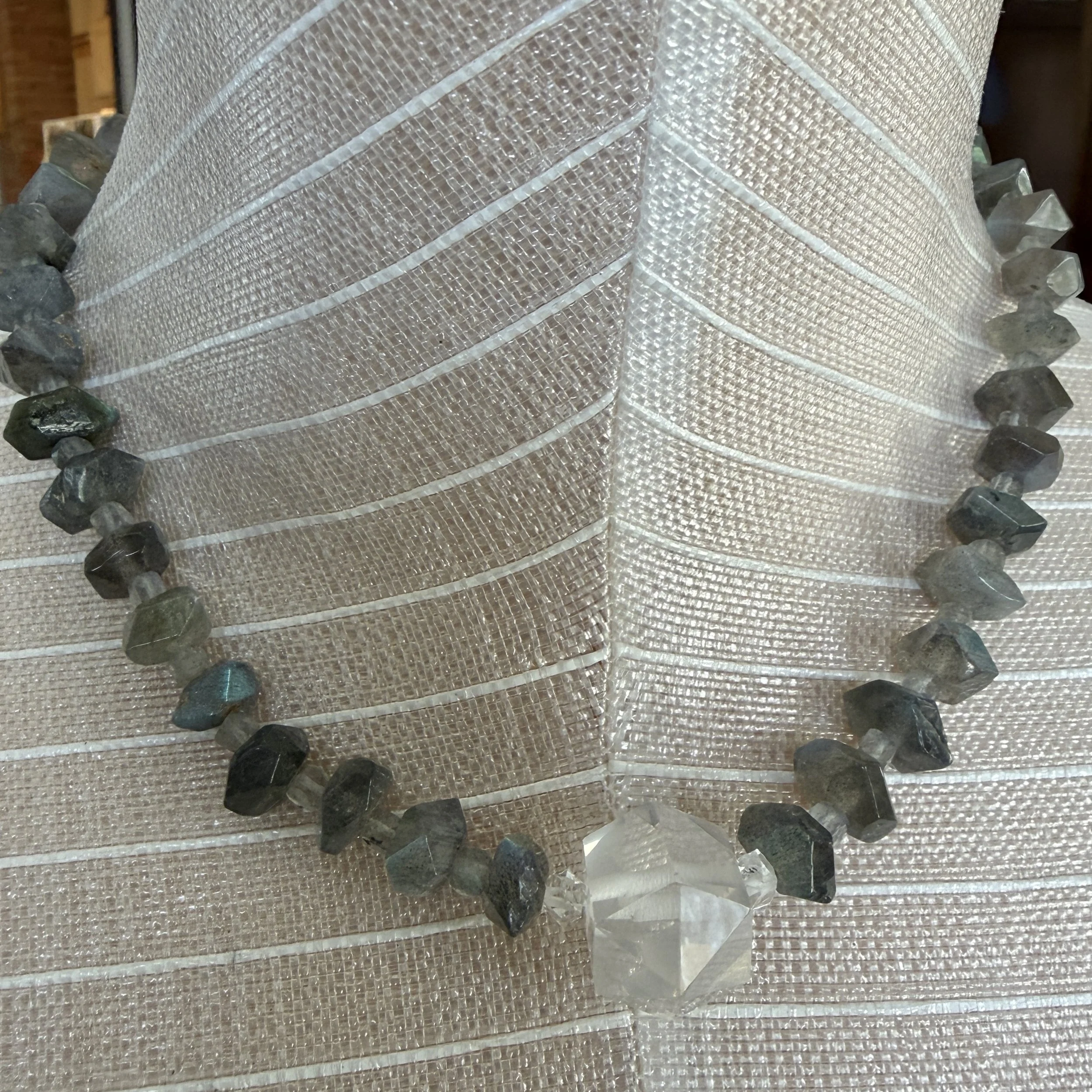 Labradorite, Herkimer Diamond and Milky Quartz Necklace