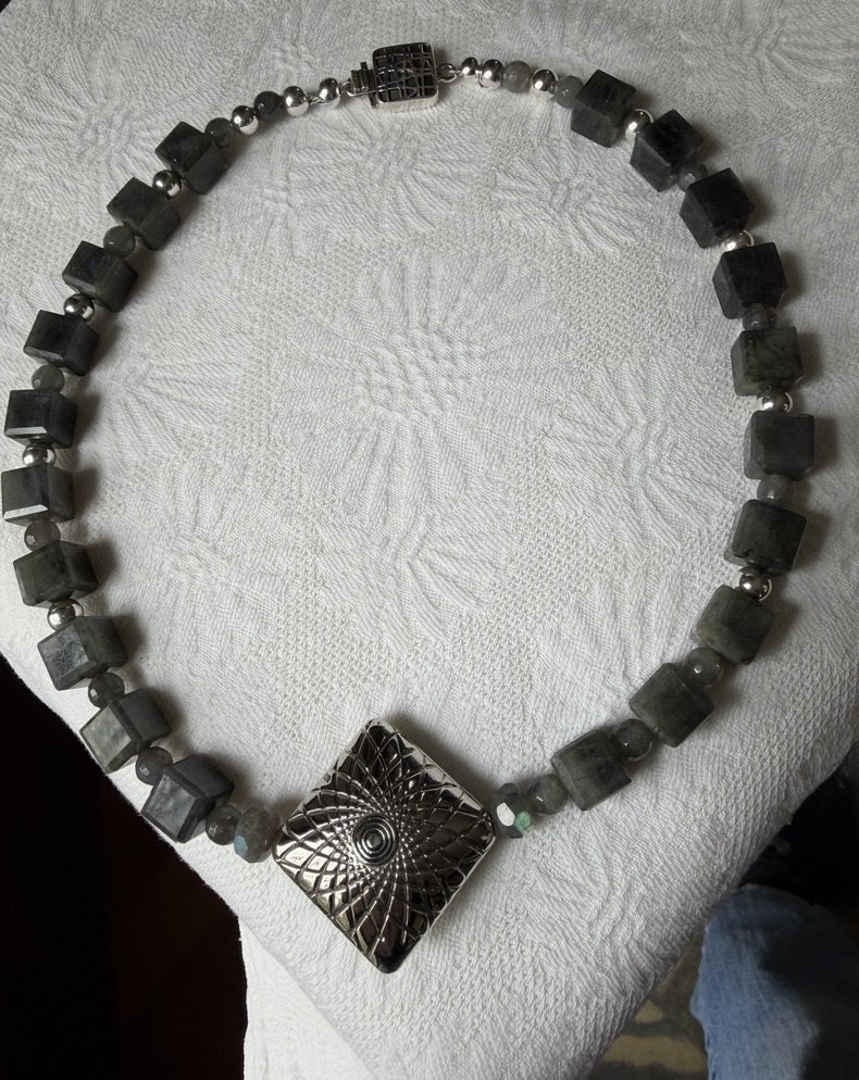 Sterling Silver and Labradorite Beaded Necklace