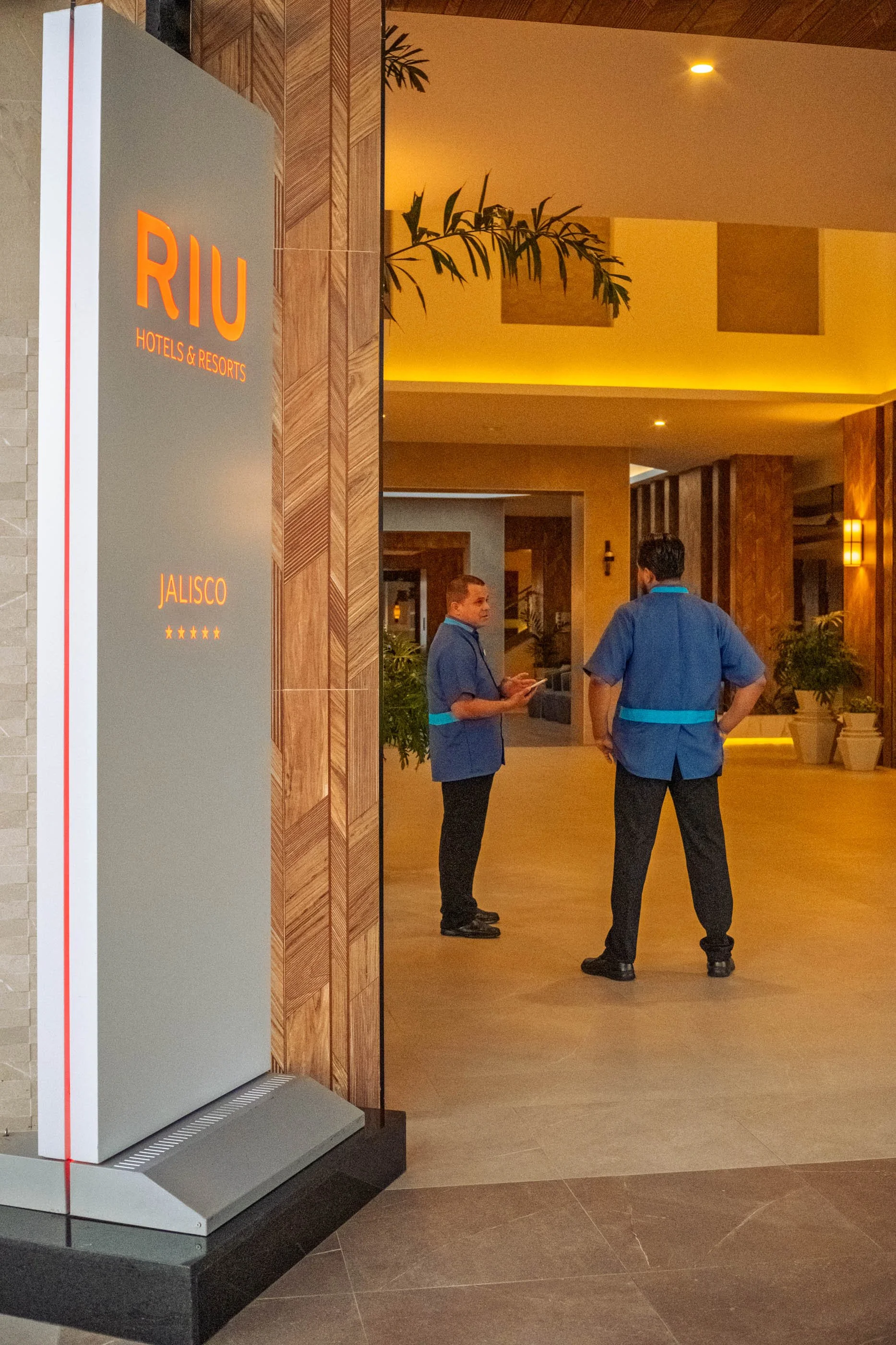 Staff at Riu Jalisco Hotel Resort 2026 Mexico Riviera Nayarit in the main Lobby