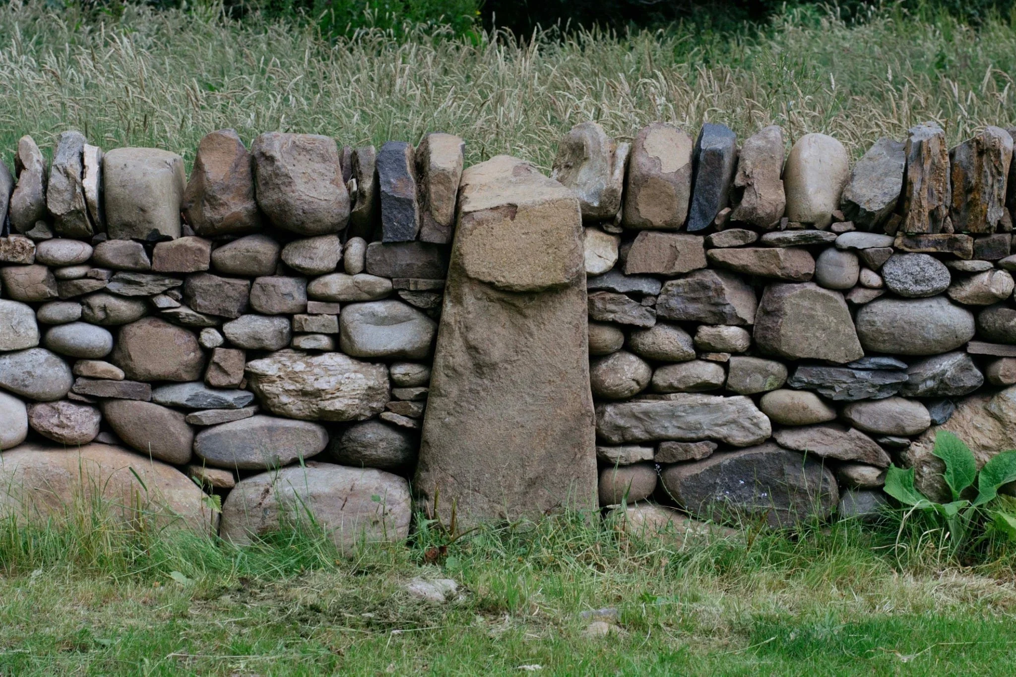 Drystone wall built with fieldstone, Perthshire.