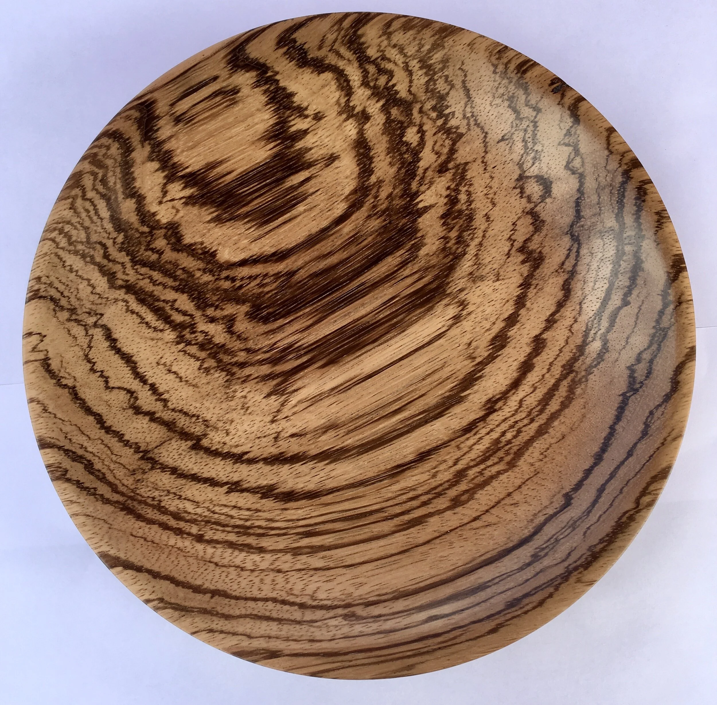 Zebrano fruit bowl, beautiful but interesting to turn