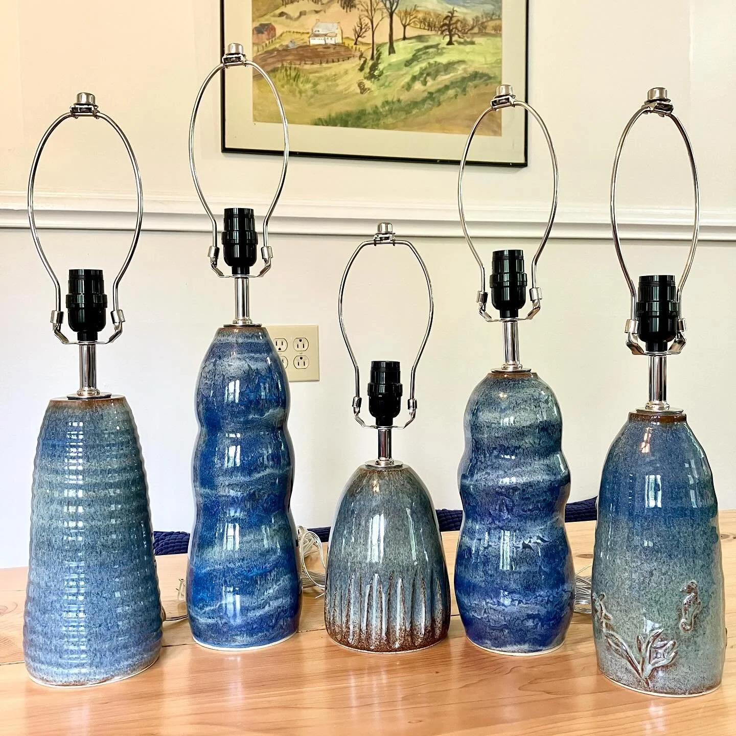 🌊💡New lamp lineup up available this weekend at Art On the Town at Gypsy Hill Park&hellip;! 💐🌼 Come explore the work of more than 40 local and regional artisan vendors.🌻
.
.
.
# thepetalandwheel
# lamps
#handmadelamps 
#lampdesign 
#ceramiclamp 
