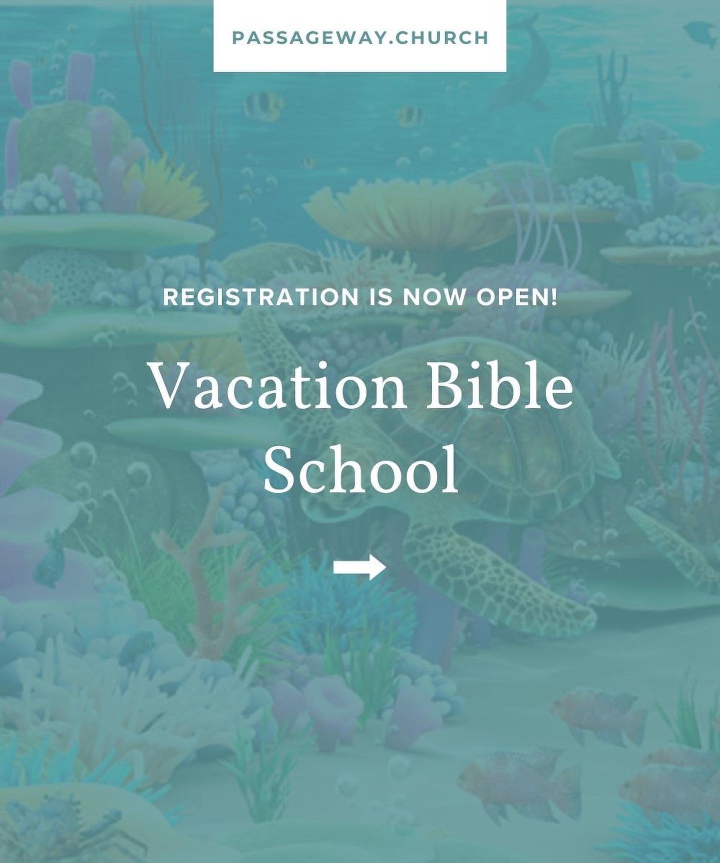 Join us this summer for Vacation Bible School!
 ☀️June 3-7 from 5:30-8pm. 
 ☀️Pre-k to 5th grade. 
 ☀️ Visit the website to register!

Dive deep into an amazing undersea adventure where kids will experience the ever-flowing, never-ending love of God.