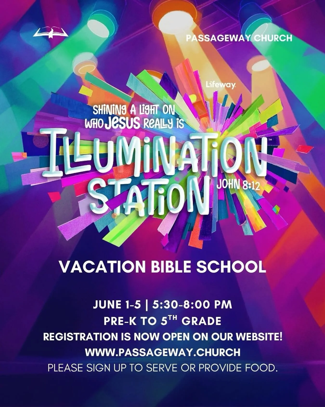Join us for VBS 2026! 

Passageway Church
June 1st - 5th 
5:30-8:00p.m.
Preschool - 5th Graders welcome! 

While many people in the world claim to know about Jesus, many are in the dark about who He really is. During VBS kids will explore all the way