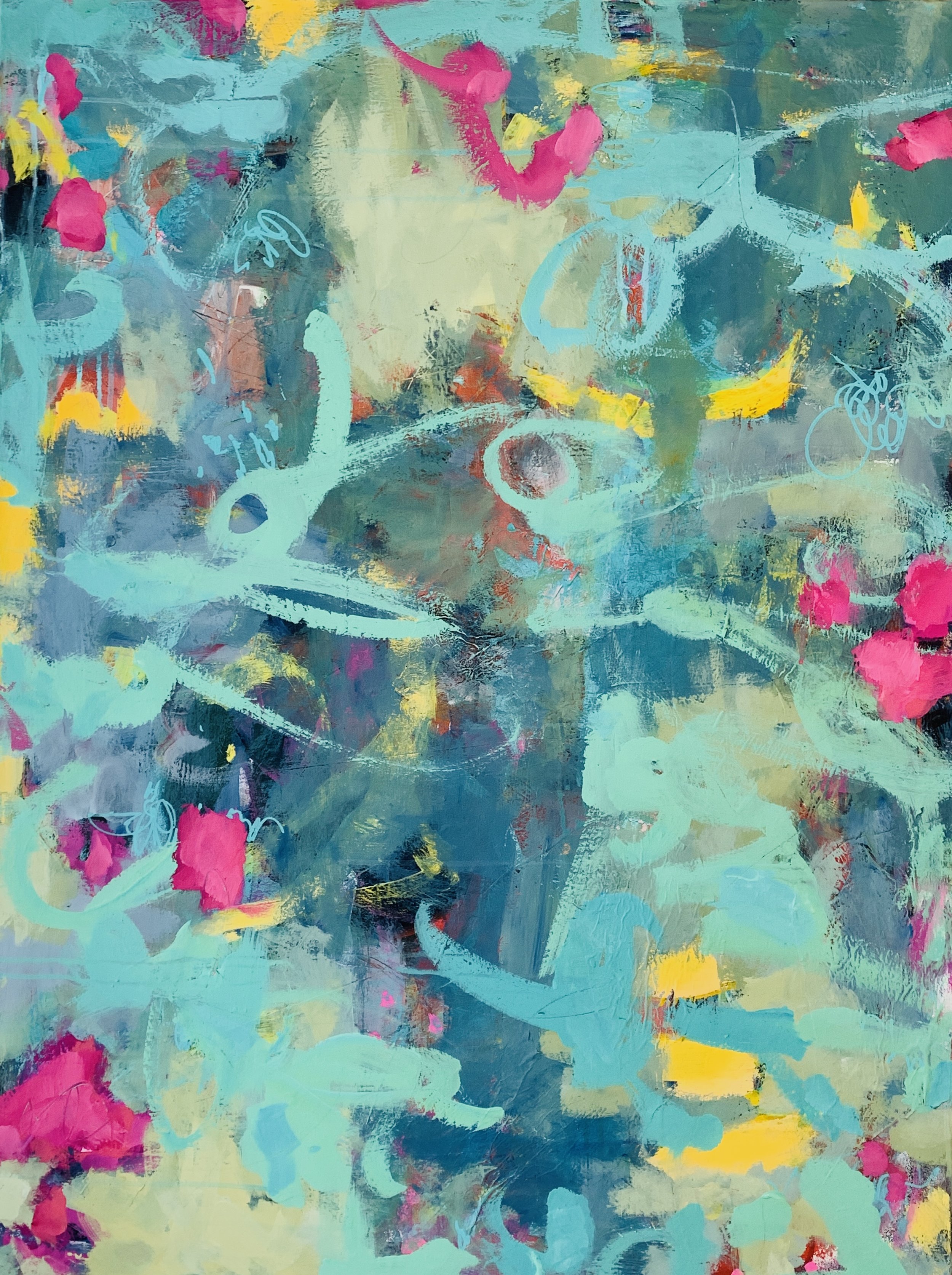 "In the Goldfish Pond", 30'x40'x1.5', acrylic and mixed media on canvas