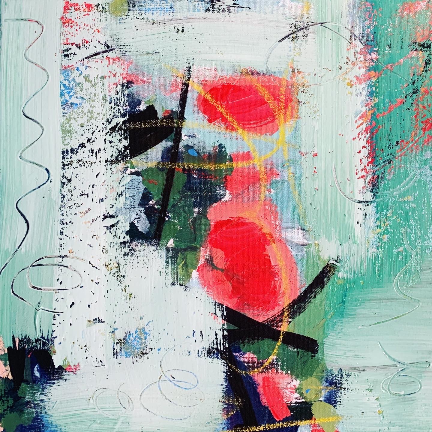 "Ice Blue II", 12"x12"x.75". Acrylic and Mixed media on canvas