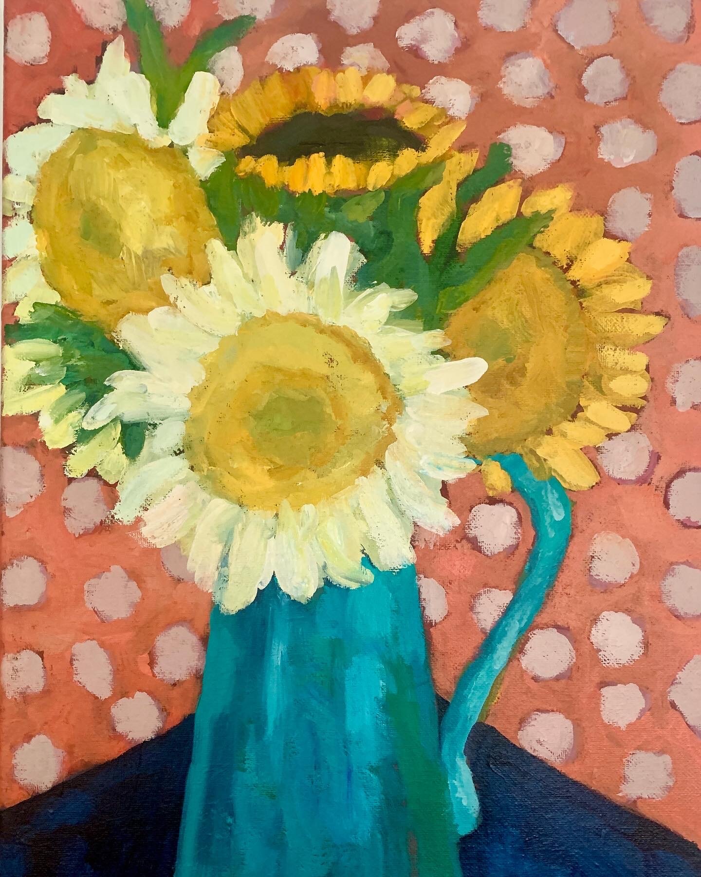 "Happy Sunflowers", 12"x 16" oil on 3/4" canvas