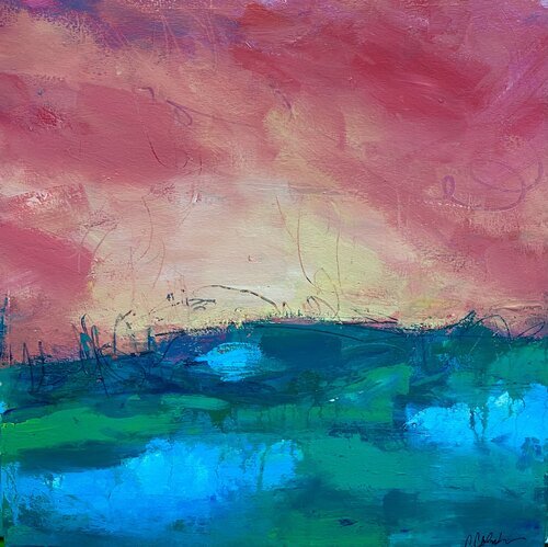 "It's Coming Up", 12"x 12" acrylic and pastel on watercolor paper