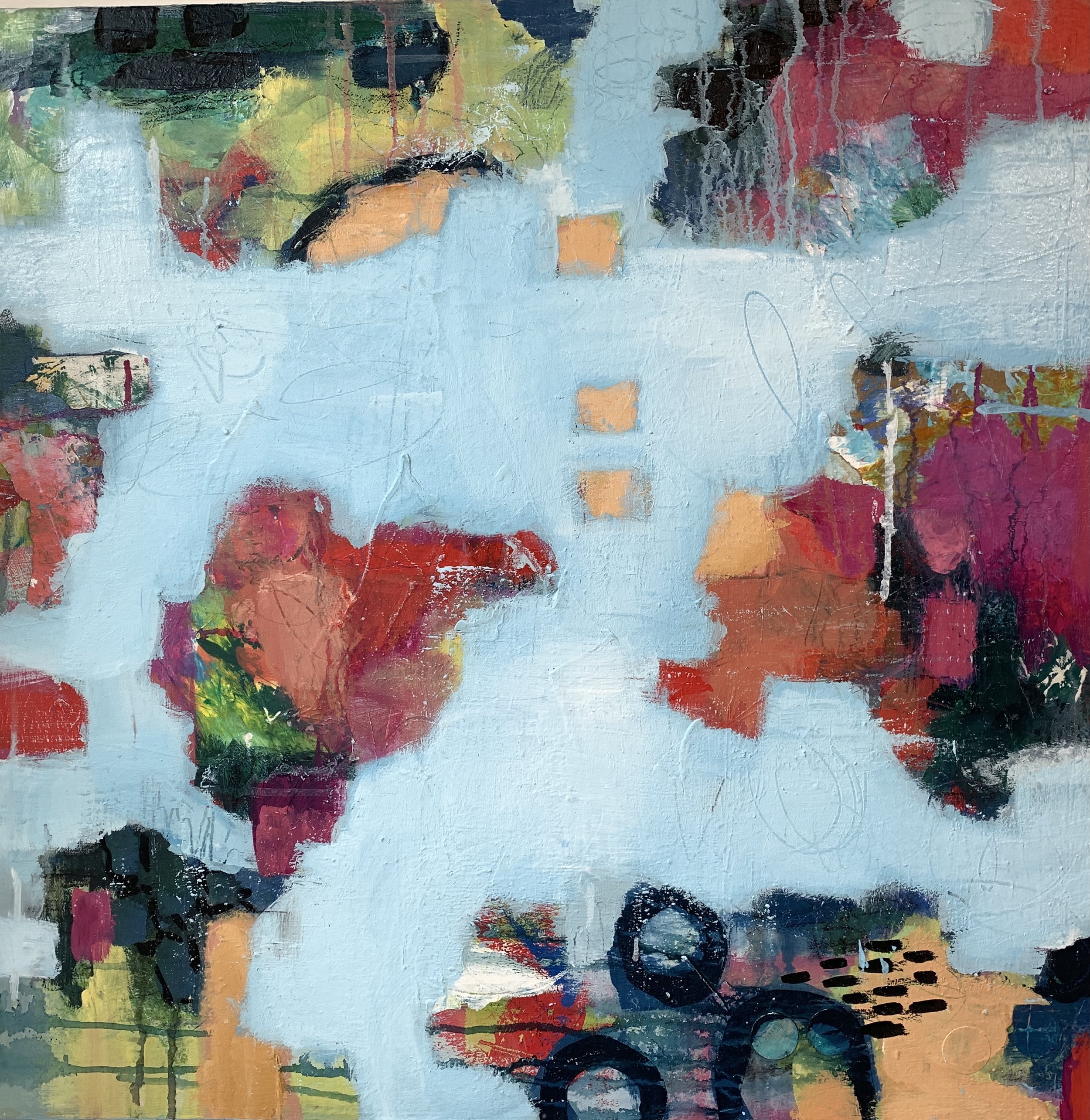 "Cloud Candy", acrylic and mixed media, 24"x24" x 1.5" - SOLD