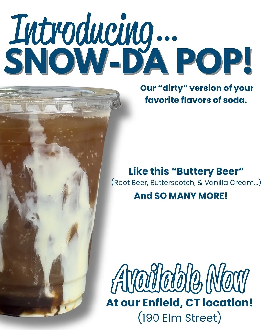 We&rsquo;ve been hard at work creating something &ldquo;dirty&rdquo;&hellip; 👀 

Snow-Da Pop! is AVAILABLE NOW exclusively at our location in #Enfield CT for testing! 🥤 

A unique beverage experience, we are combining our fan-favorite SnoBall flavo