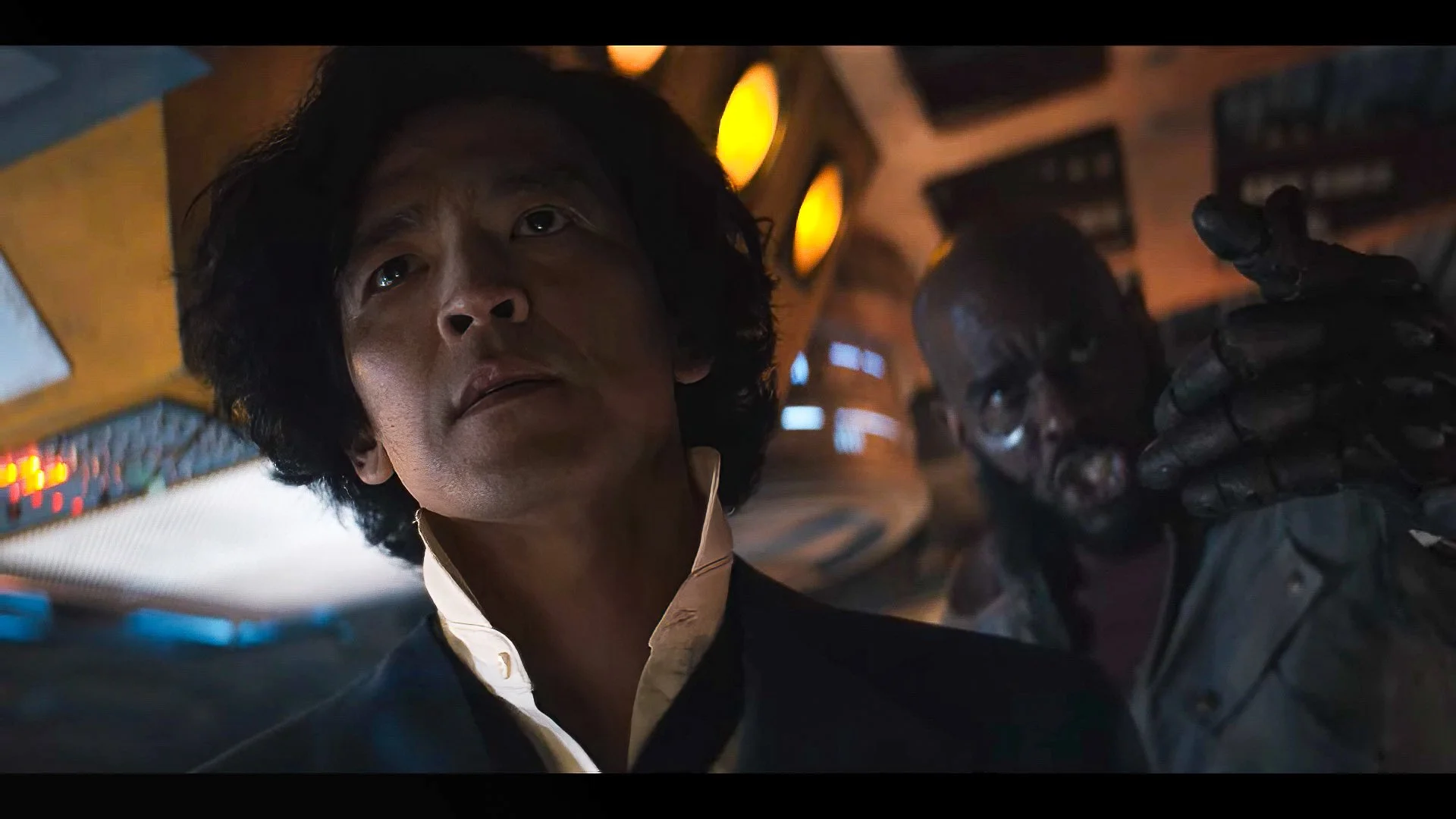 John Cho, Mustafa Shakir on the bridge of the Cowboy Bebop