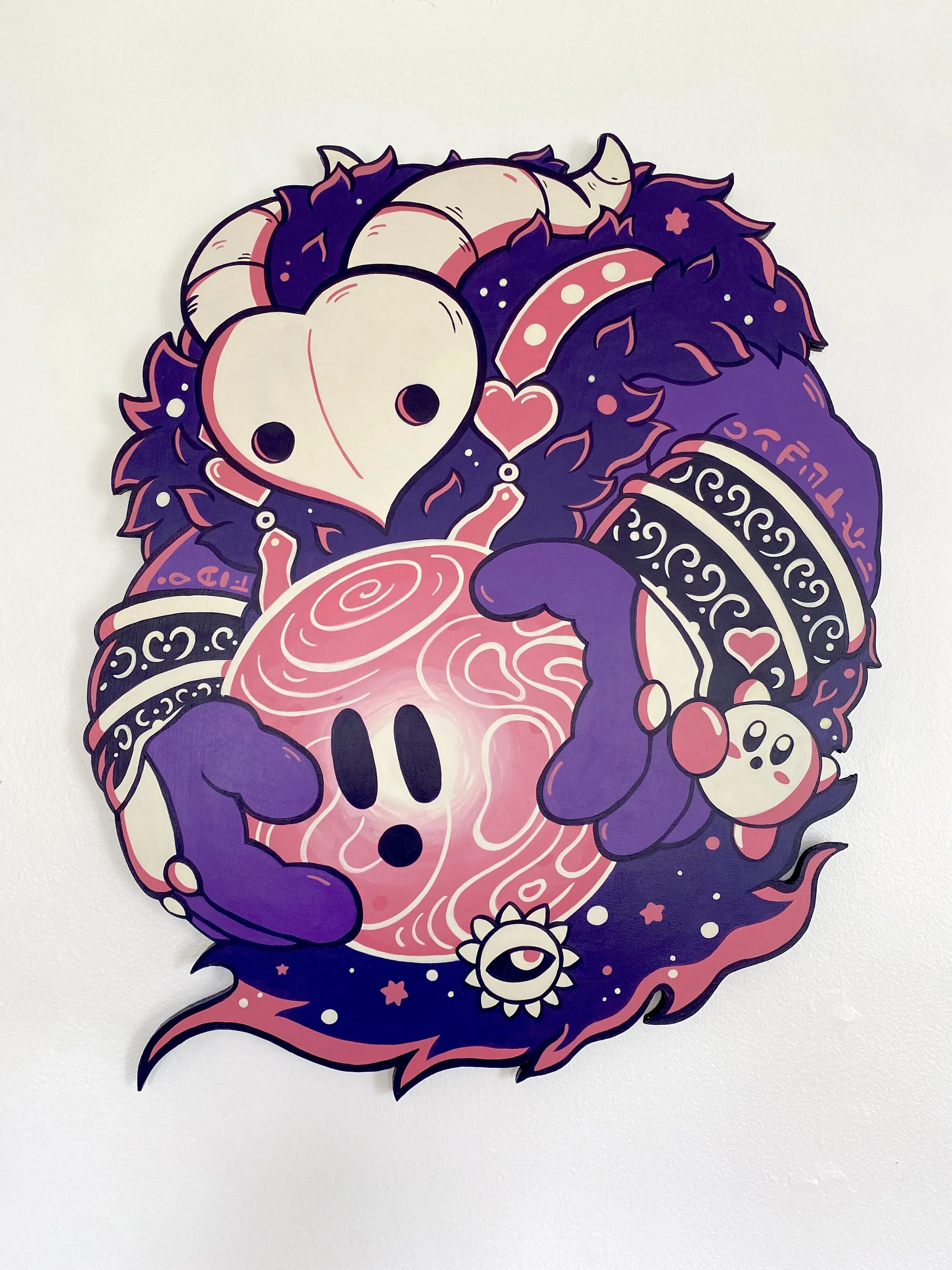 "The Void Stares Back"- 2025, Acrylic and Latex Paint on Shaped Wood