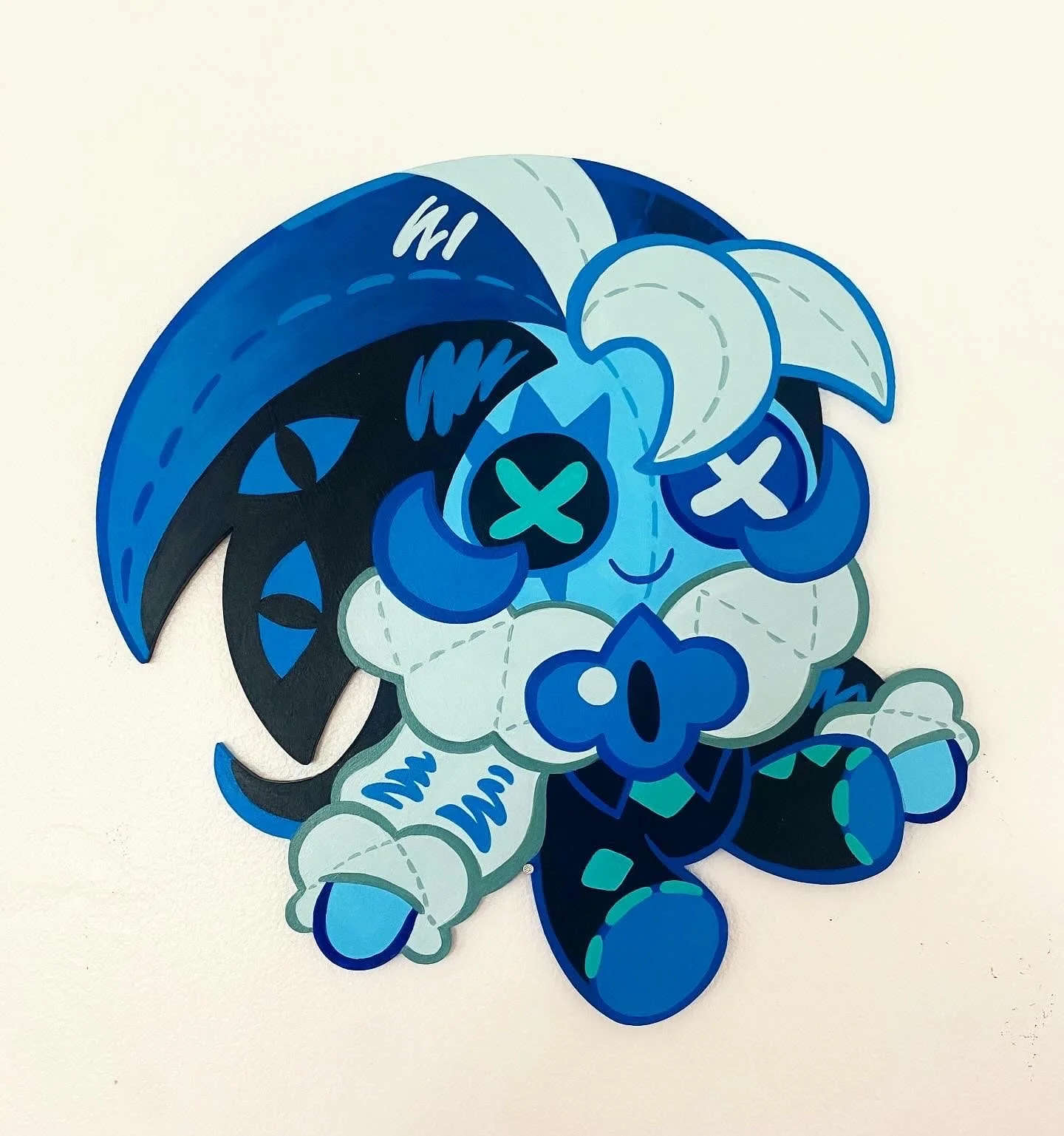 "Jester Plush"- 2025, Acrylic and Latex Paint on Shaped Wood