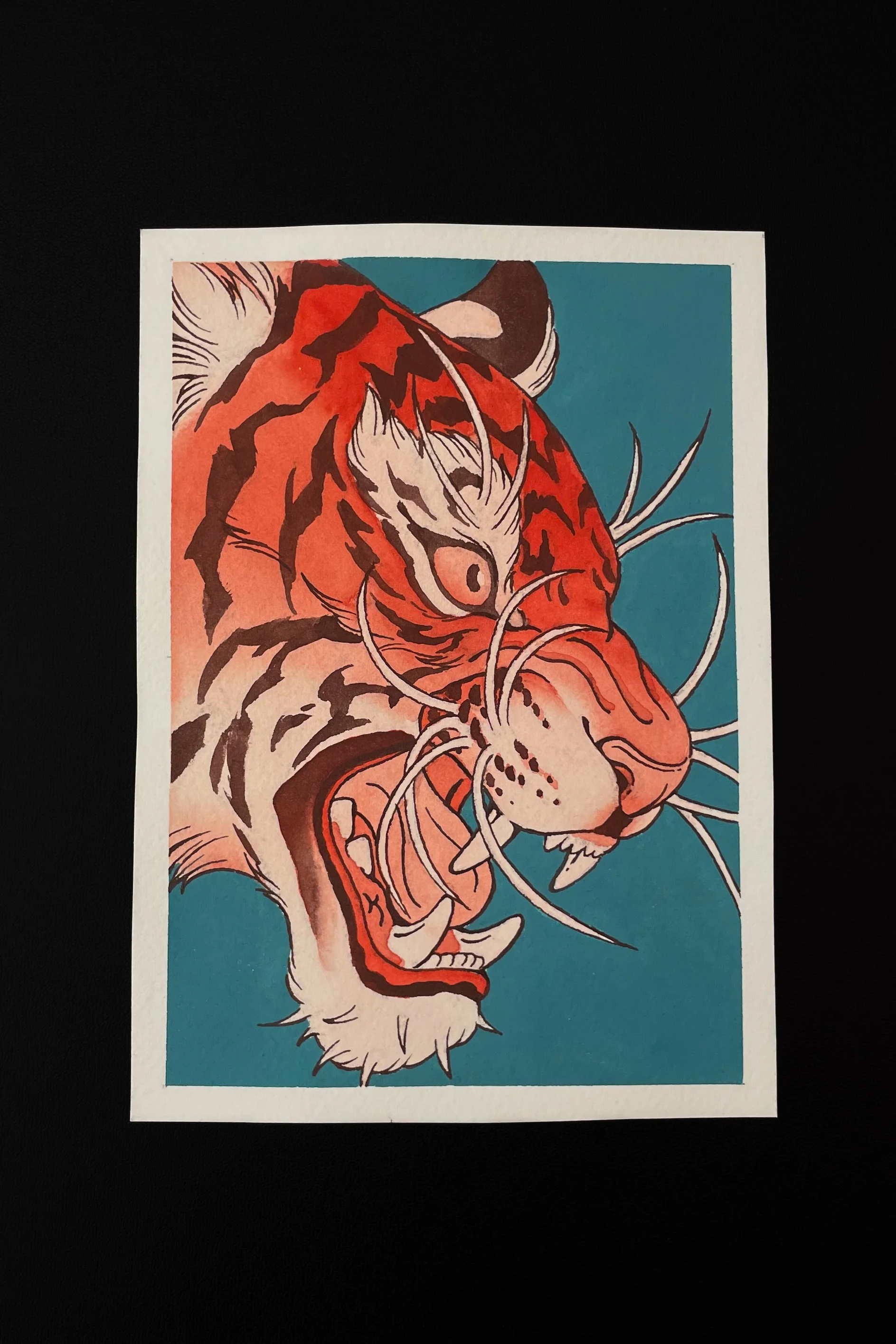 ORIGINAL - 5”x7” Persimmon Tiger Painting