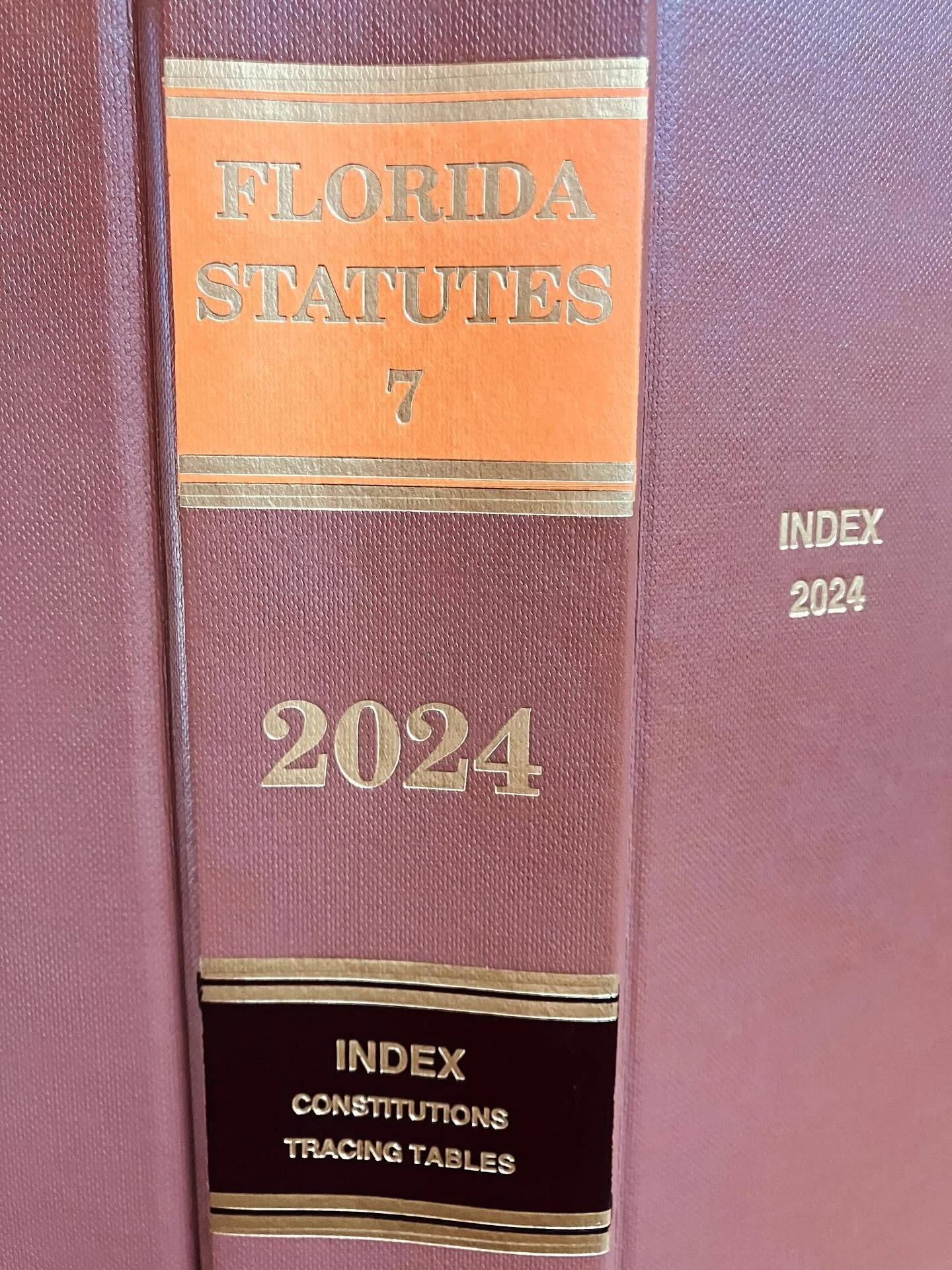 The Statutes index, like the index to the general Laws of Florida, has a similar formatting for easy browsing and concept findability. 
A major difference, though, is the size: while the Laws of Florida index is in the last half of the last (4th) vol