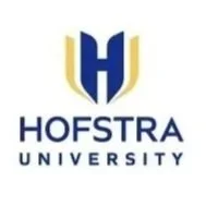 Hofstra University logo featuring a stylized letter 'H' with blue and gold colors.