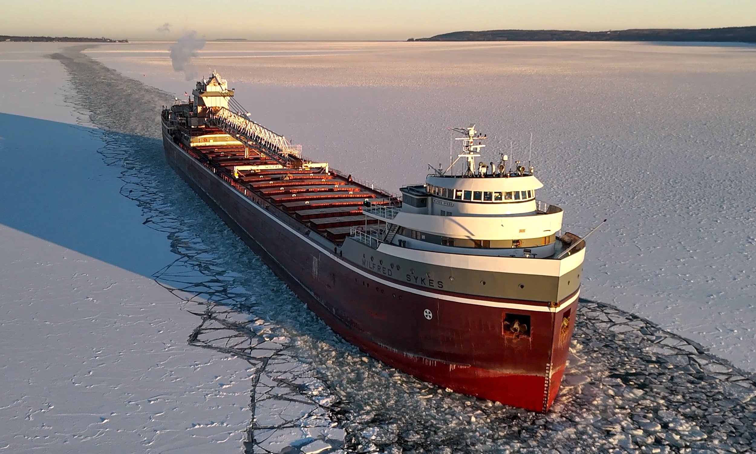 Wilfred Sykes gearless bulk carrier at sunrise photo by Kevin O'Donnell