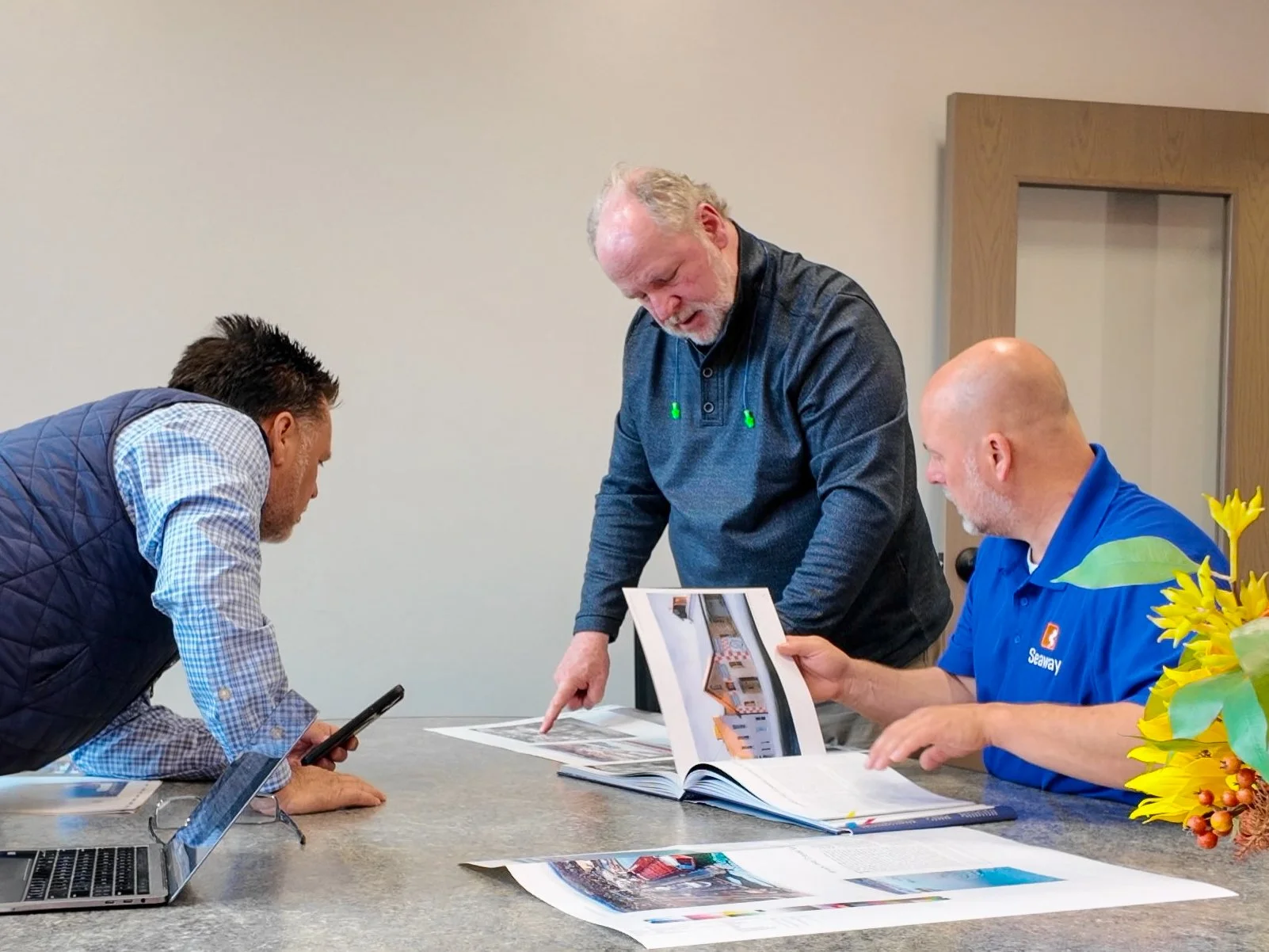 Kevin O'Donnell working with Steve Abts and Chad Obermann on the production of the second edition of Behind The Door