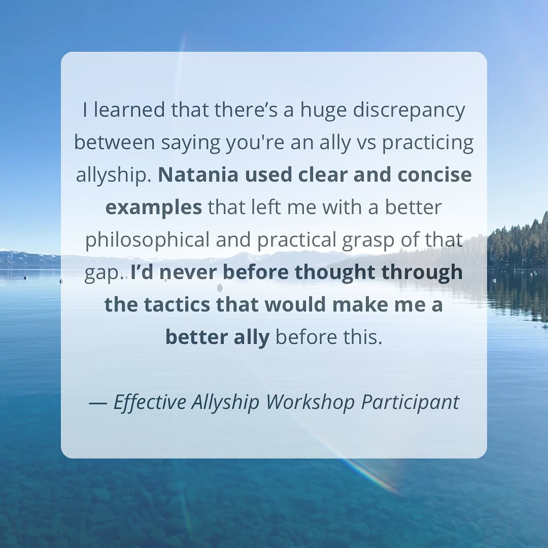 Our Effective Allyship workshop is one of our most popular with clients. (We often ask for anonymous feedback so folks are more comfortable speaking up with constructive criticism.) We&rsquo;d love to share this workshop with your team or have you jo