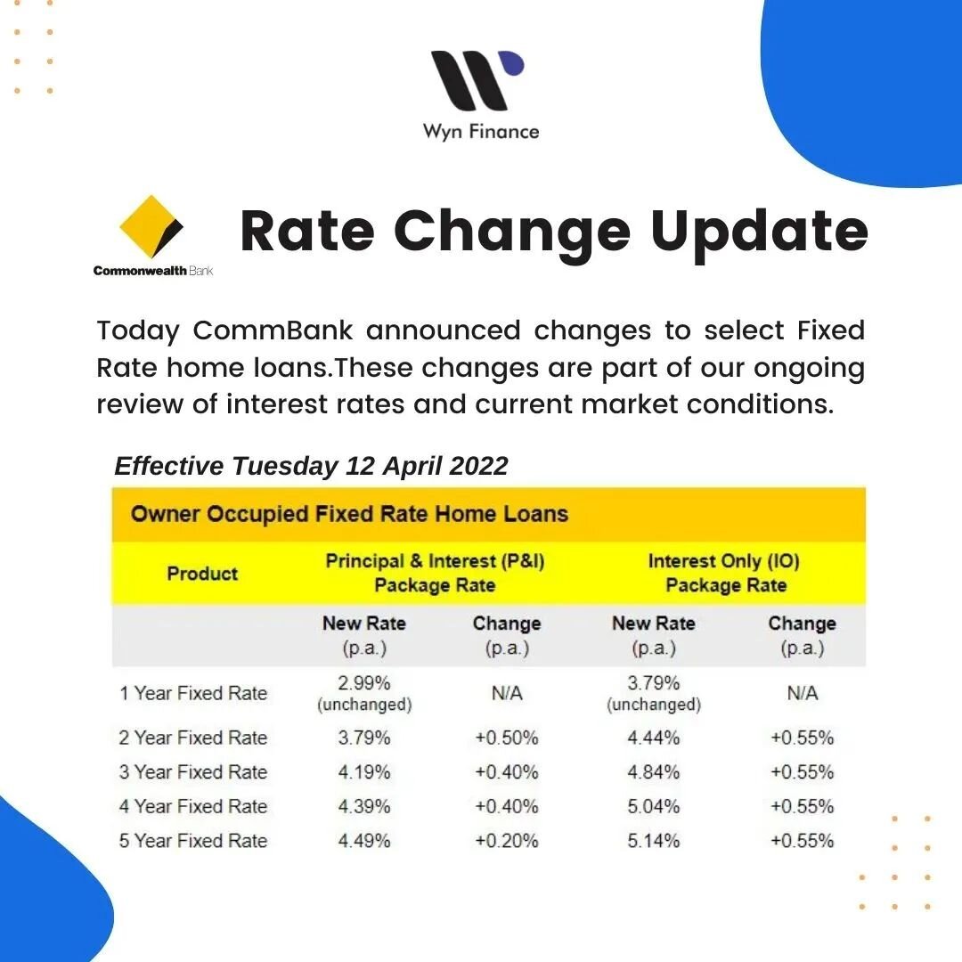 Things to note:
📍All Fixed Rate movements are effective immediately with no grace period.
📍Rates are subject to change at any time without notice.
📍New Applications and Loans that fund on and from today, Tuesday 12 April, will automatically receiv