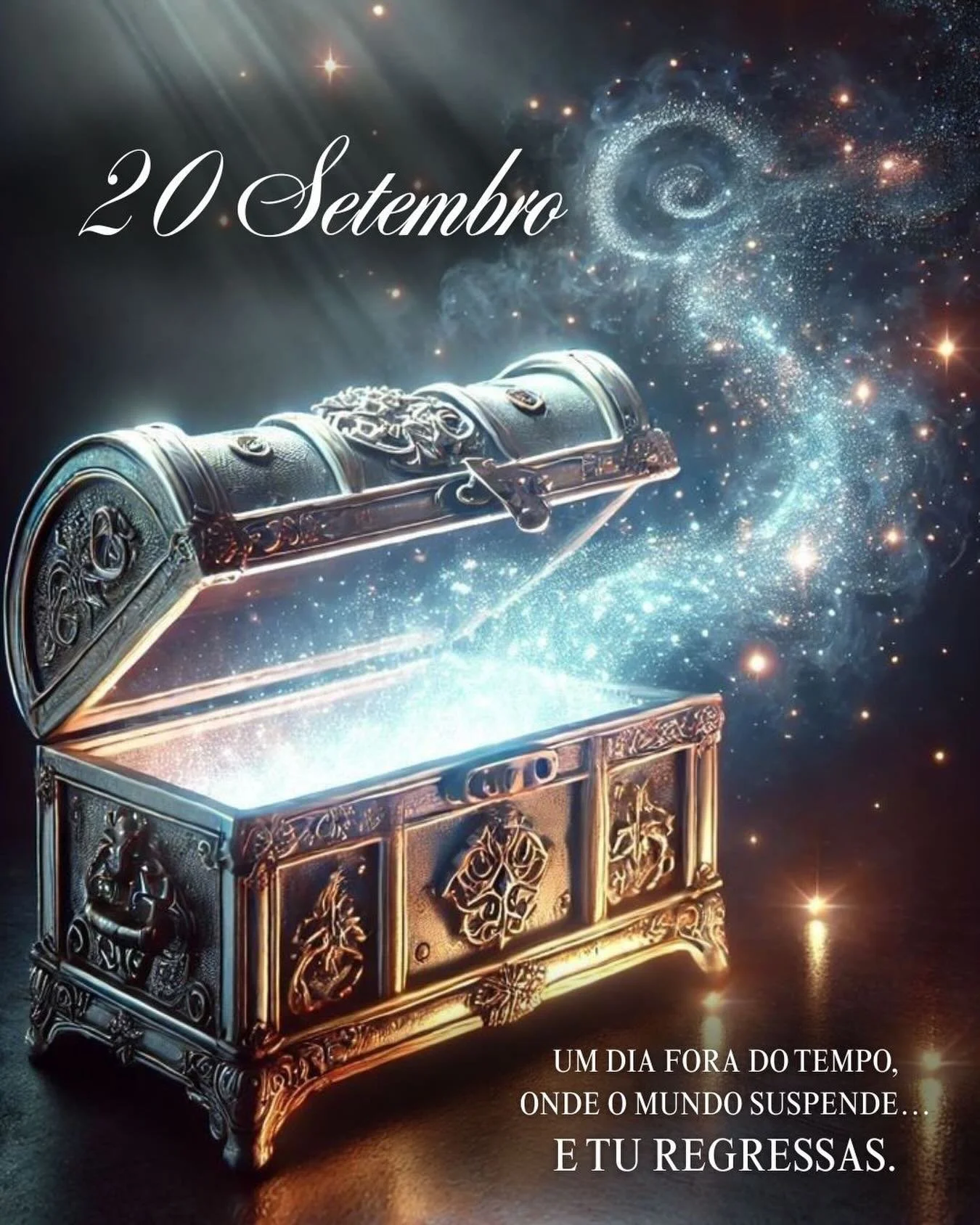 Reserva esta data.
N&atilde;o por n&oacute;s, mas pelo que te observa desde antes de nasceres.

No 20 de setembro, algo desloca-se no invis&iacute;vel.
Um dia que n&atilde;o pertence ao mundo dos rel&oacute;gios,
um dia que n&atilde;o se mede, revela