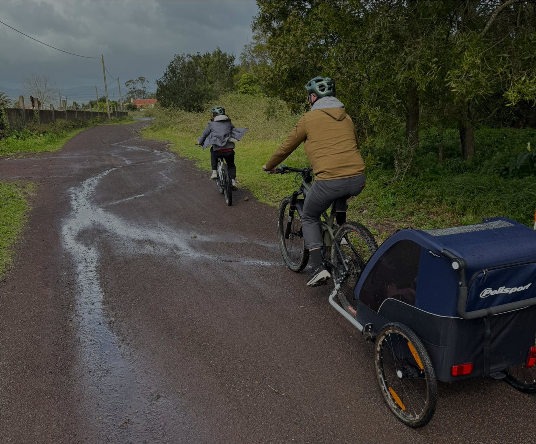 Riding through São Miguel with the kids