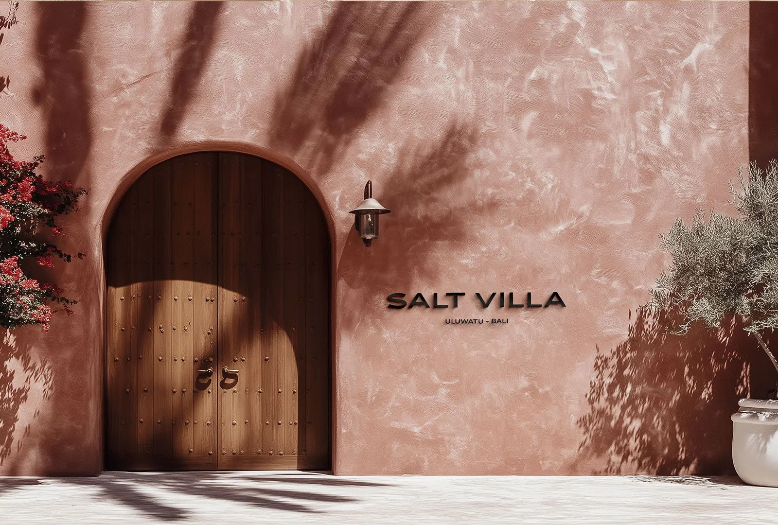 Calm and unique hotel branding and signage featuring salt villa